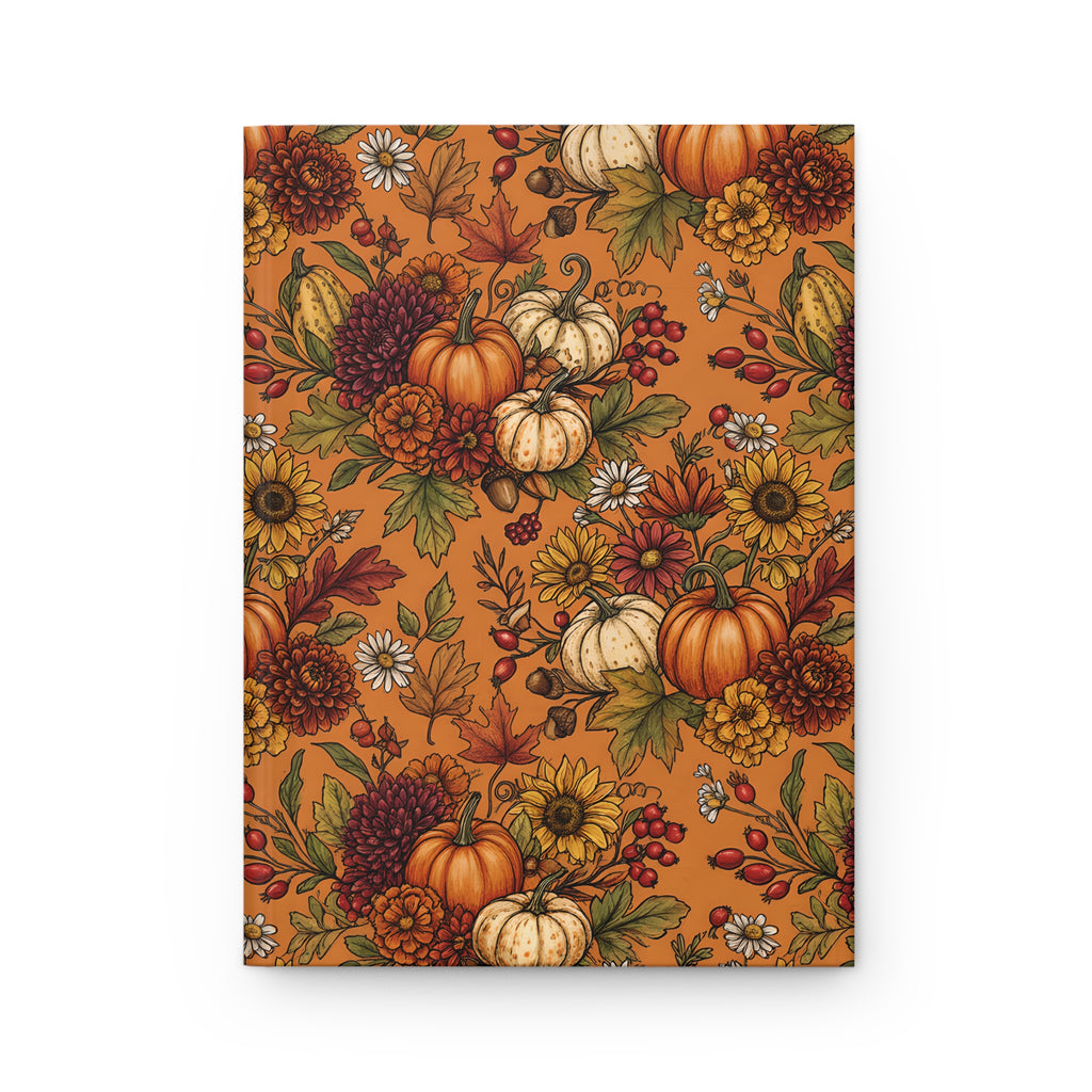 Autumn Harvest Hardcover Journal  Pumpkin & Sunflower Fall Notebook