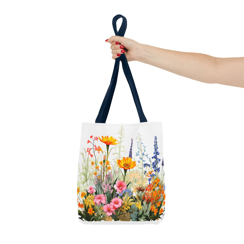 Wildflower Garden Tote Bag | Floral Meadow Illustration, Colorful Bloom Print