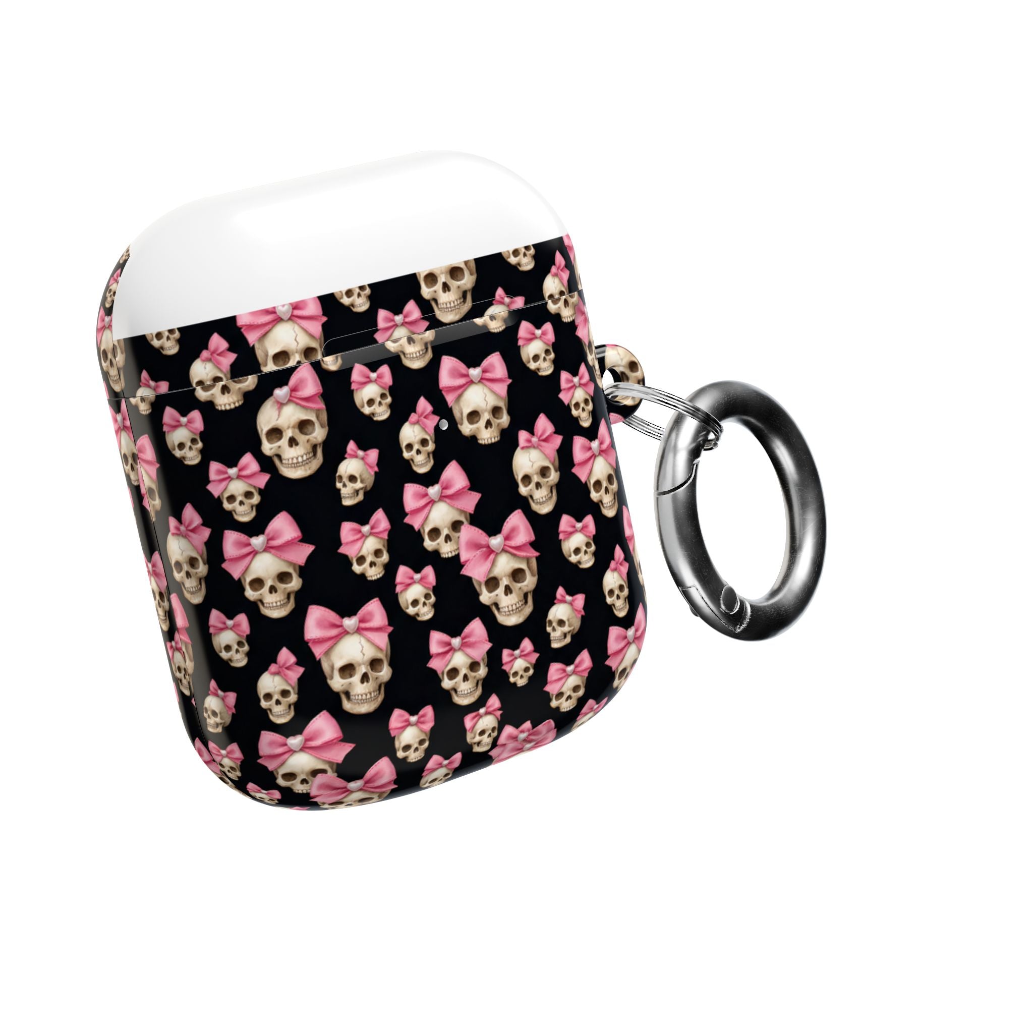 Pink Bow Skull AirPod Case | Cute Gothic Skull Pattern