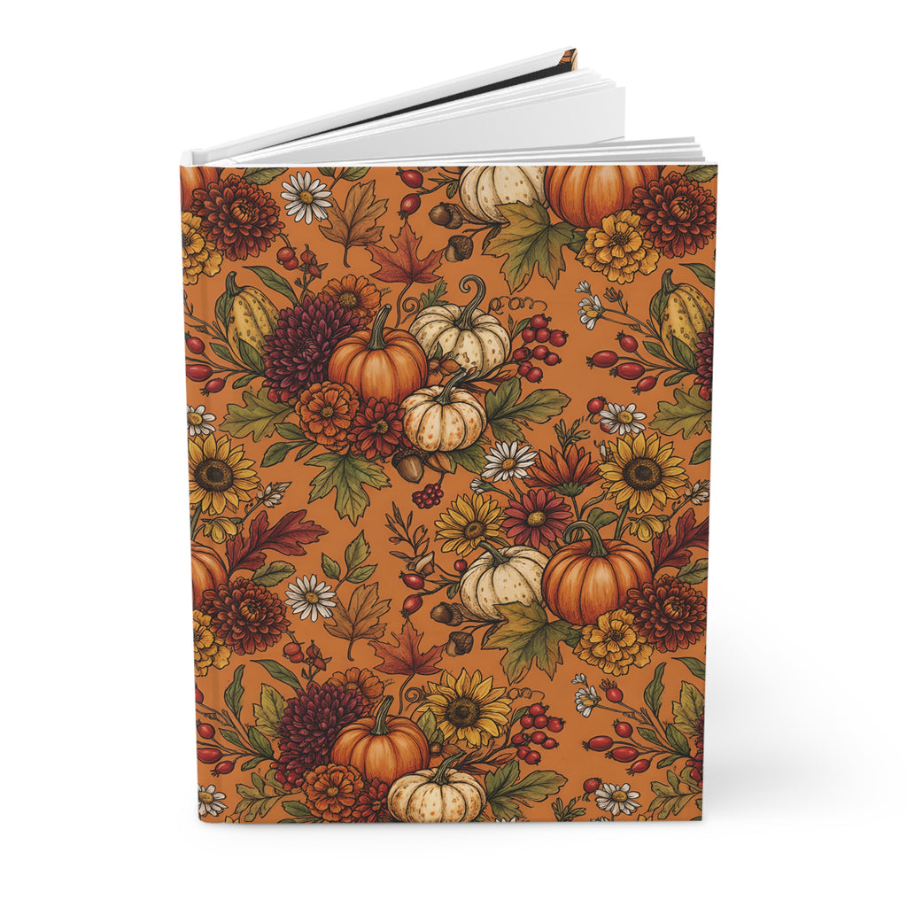 Autumn Harvest Hardcover Journal  Pumpkin & Sunflower Fall Notebook