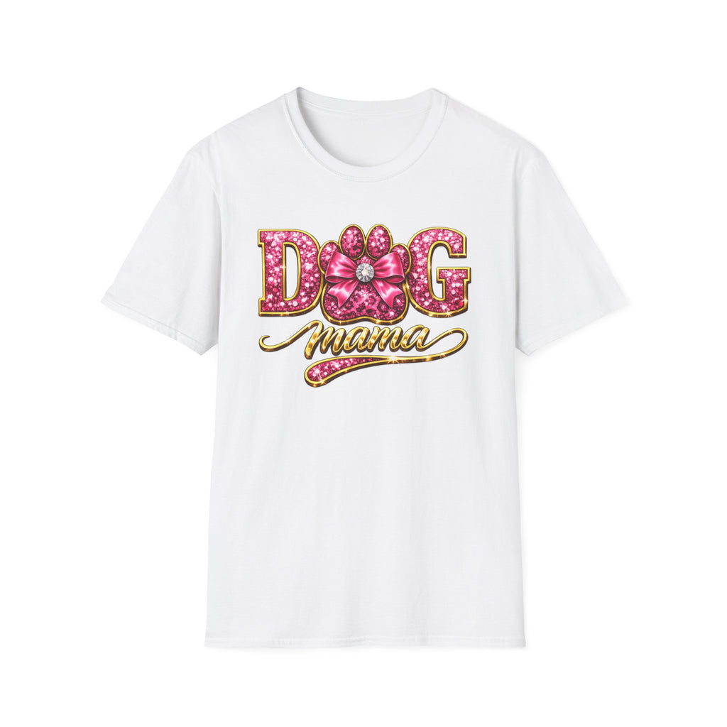 Dog Mama paw print design T-Shirt | pink glitter letters