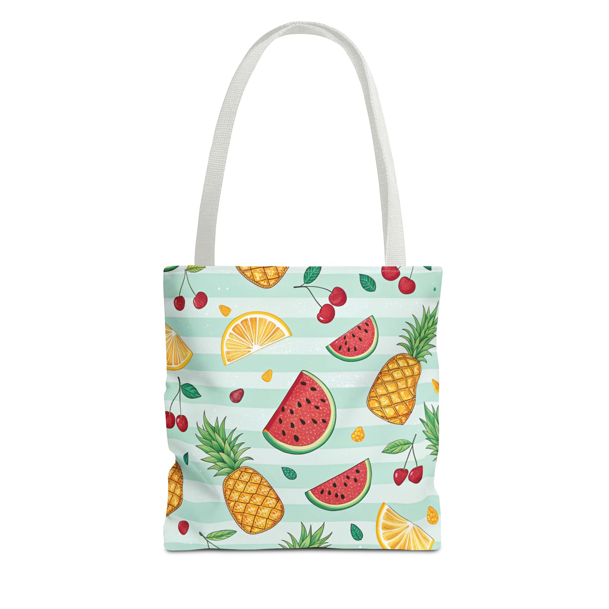 Tropical Fruit Pattern Tote Bag | Pineapple Watermelon Cherry Citrus Beach
