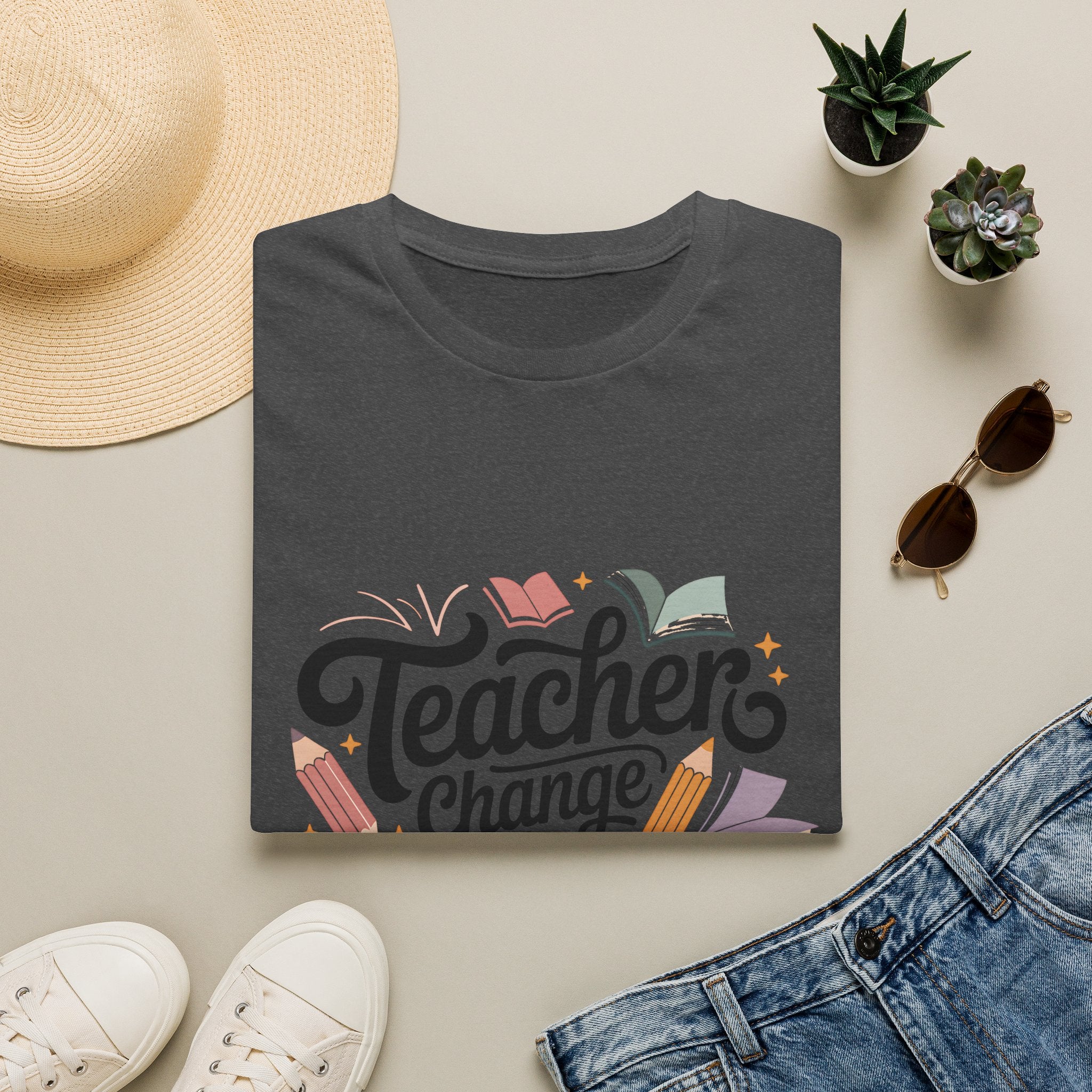 Teacher Change the World T-Shirt | School Teacher Typography Tee