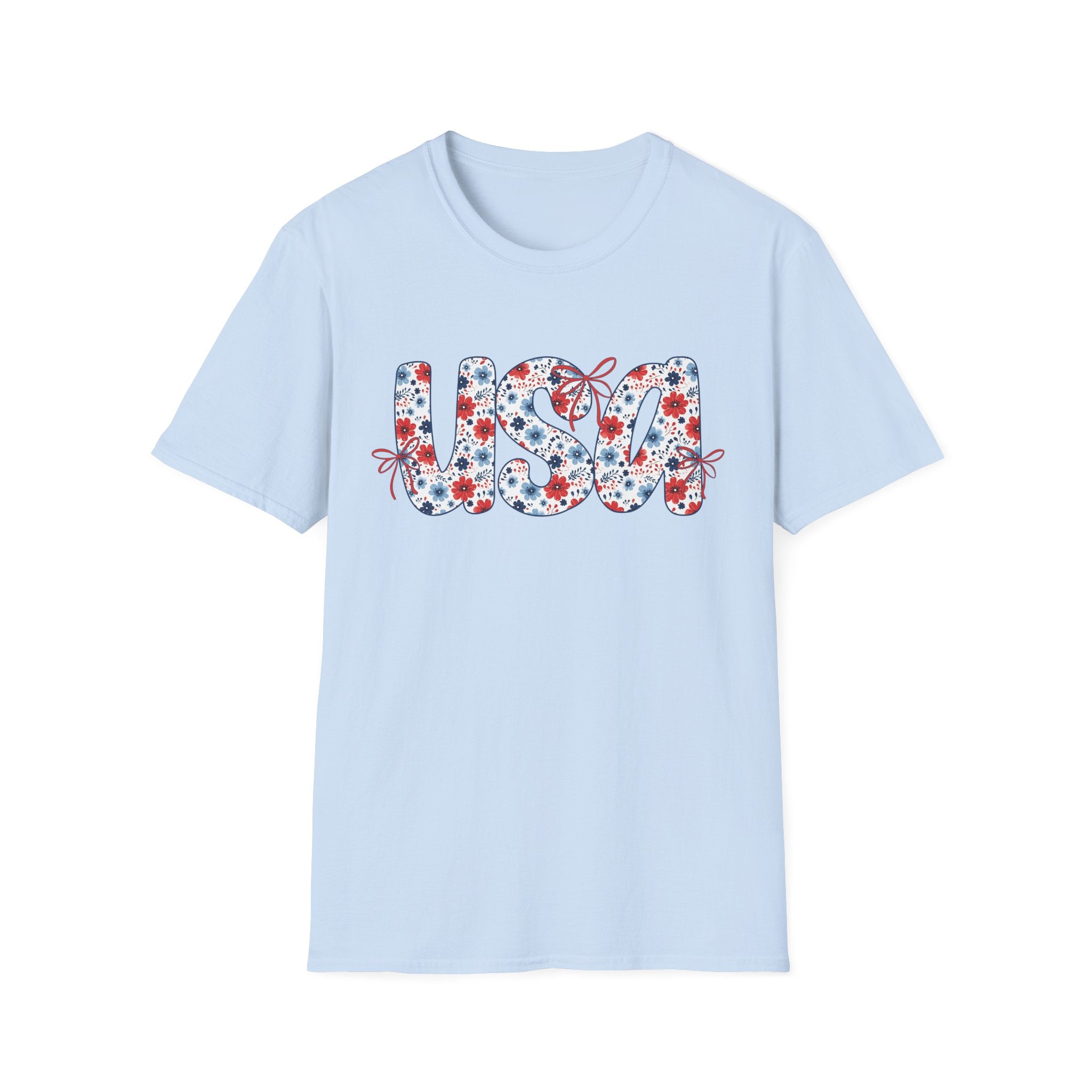 USA floral letters T-Shirt | Patriotic 4th of July design