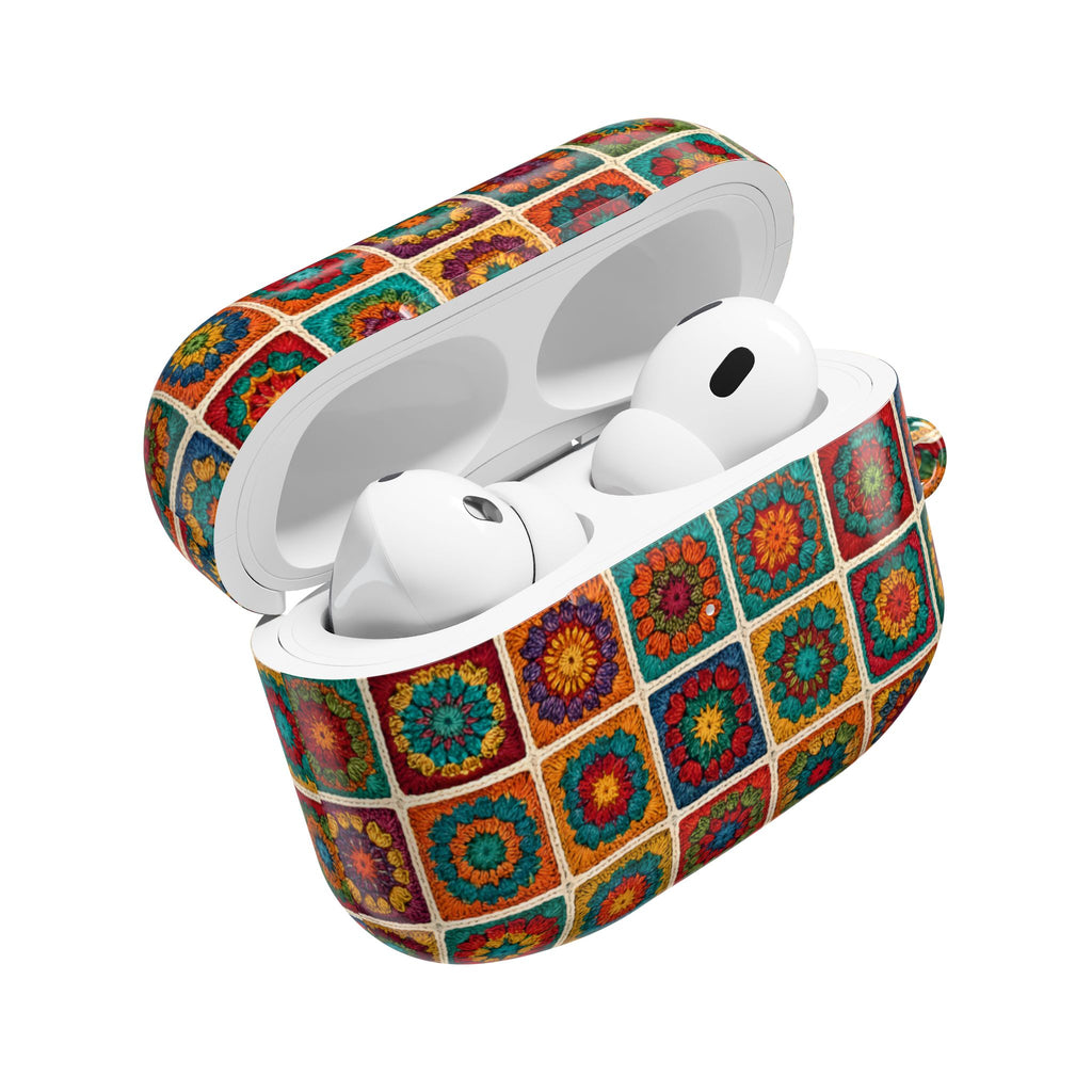 Colorful Crochet Granny Square AirPod Case | Boho Mosaic Pattern