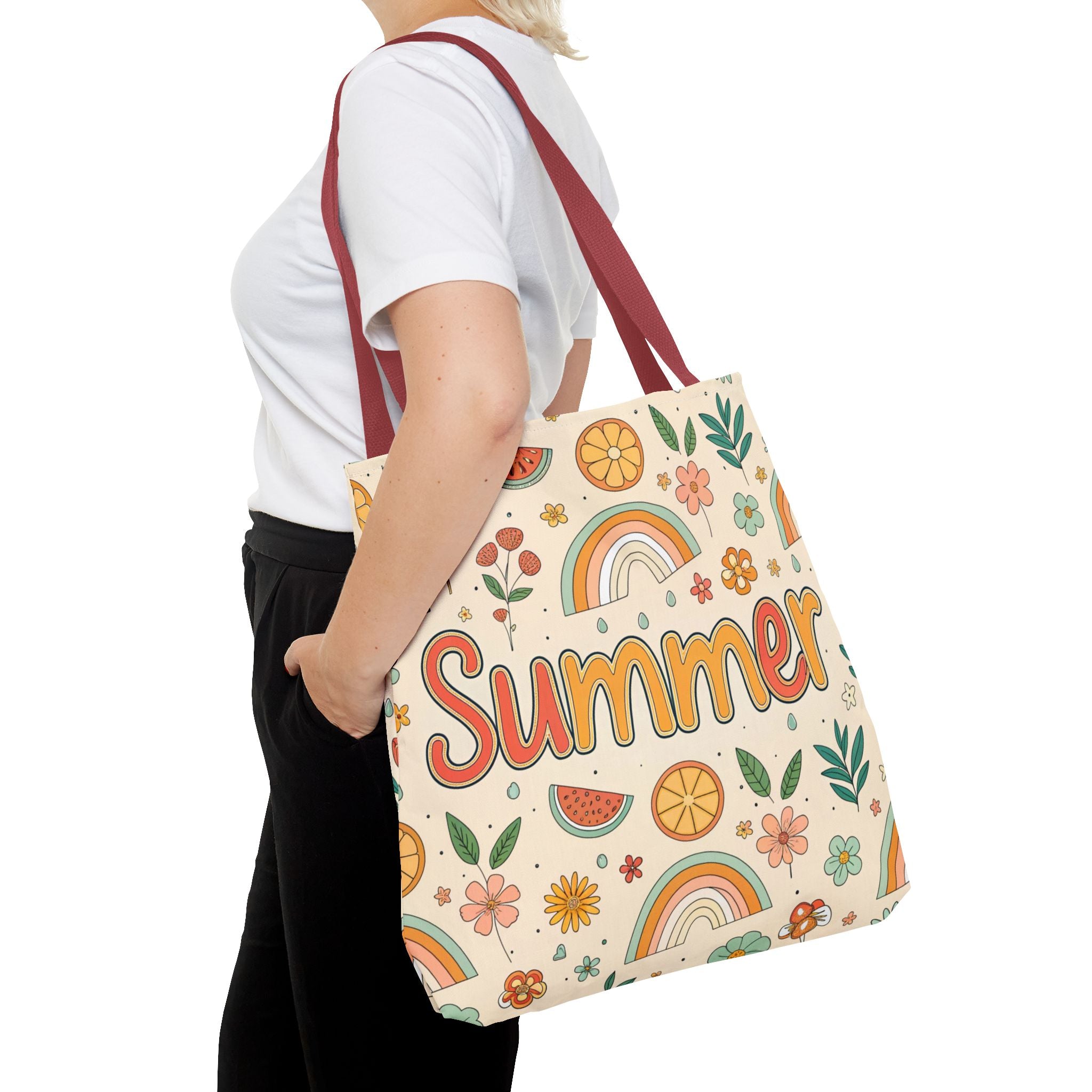 Summer Pattern Tote Bag | Rainbow, Watermelon, Floral Beach Vibes