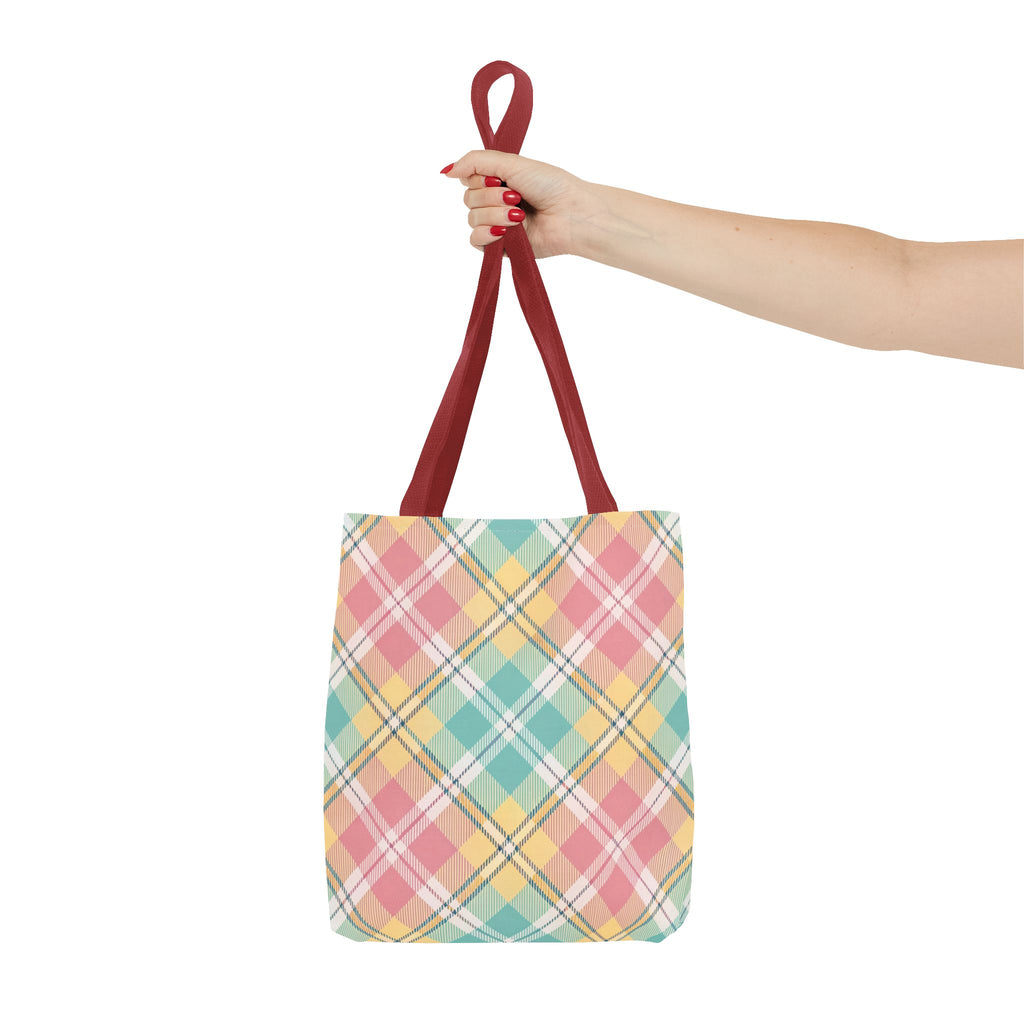 Pastel Plaid Tote Bag | Spring Plaid Pattern, Pastel Checkered Tote