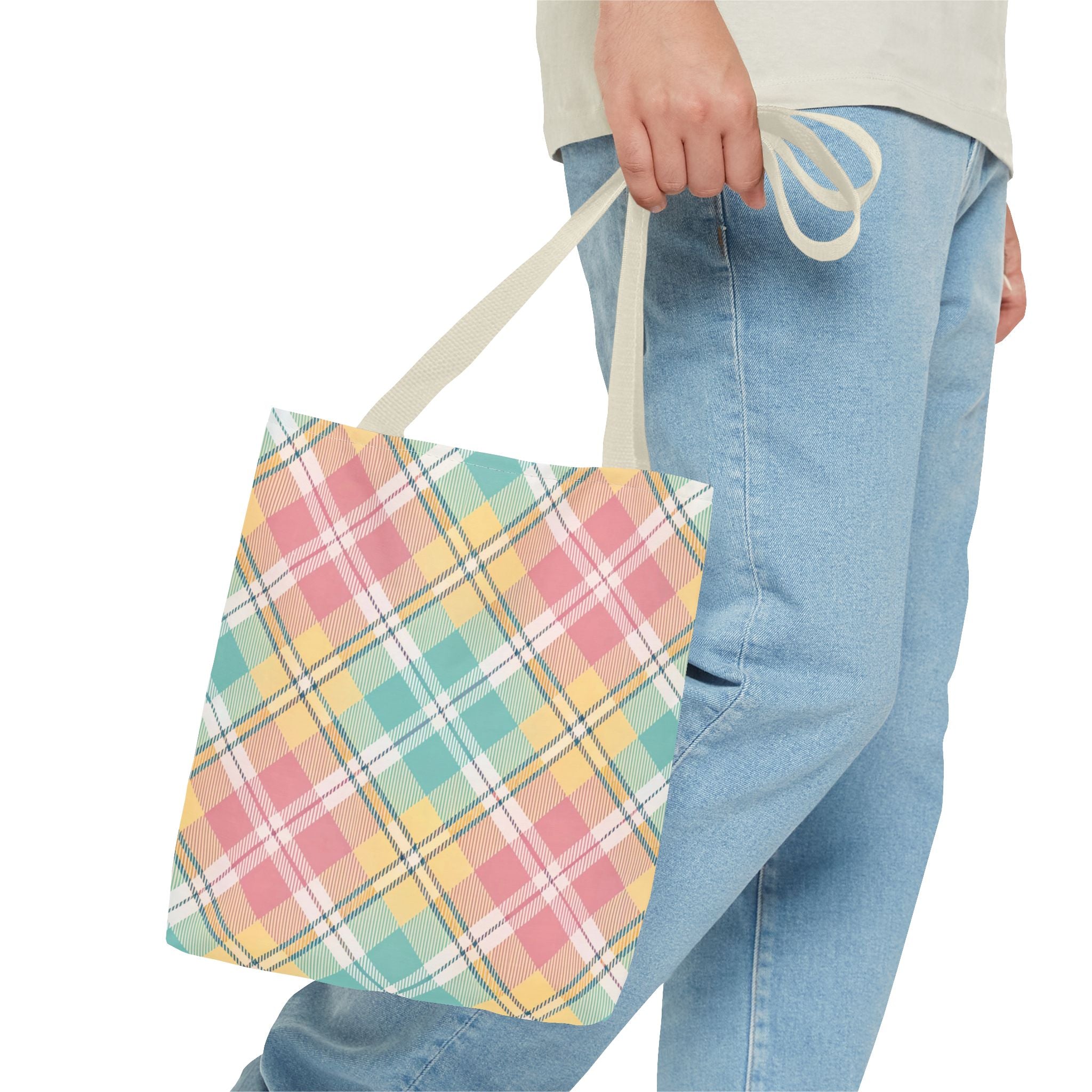 Pastel Plaid Tote Bag | Spring Plaid Pattern, Pastel Checkered Tote
