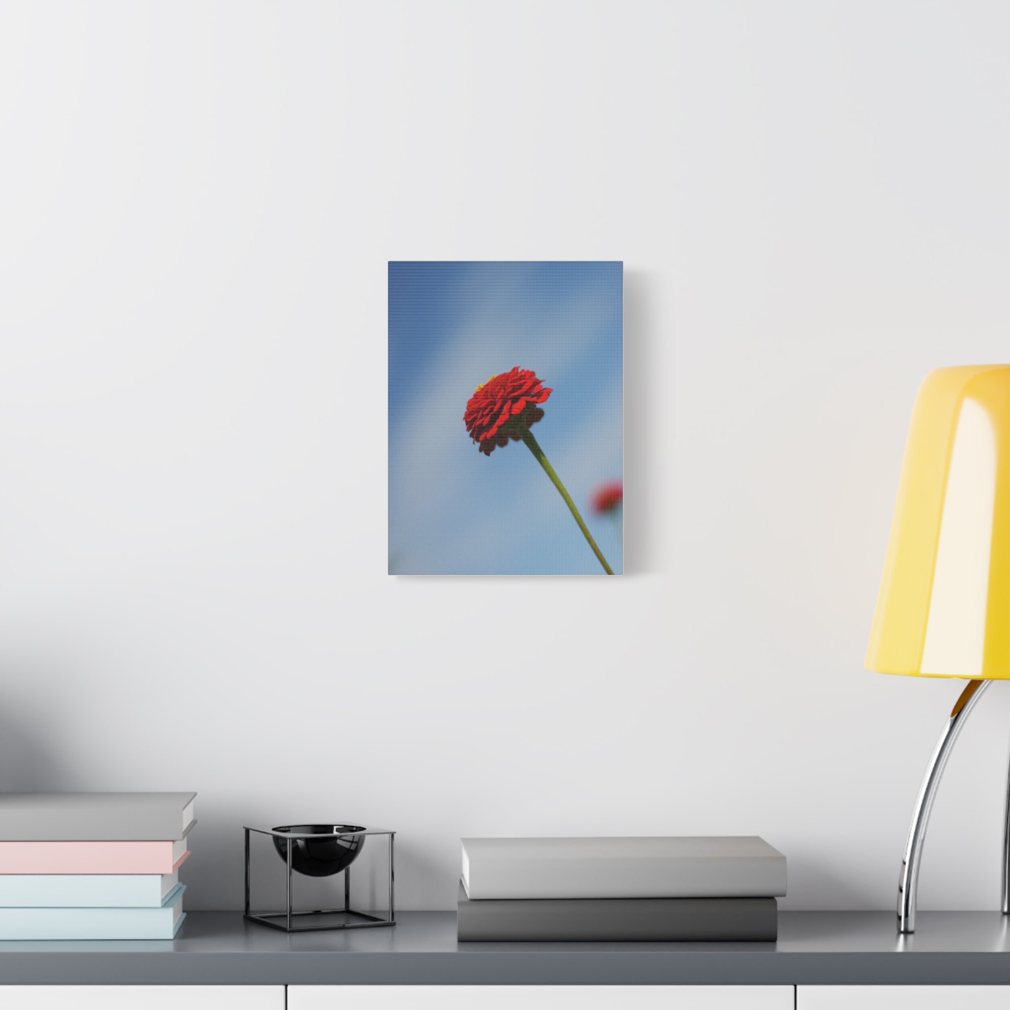 Red Zinnia Bloom Canvas | Stretched Matte Wall Art