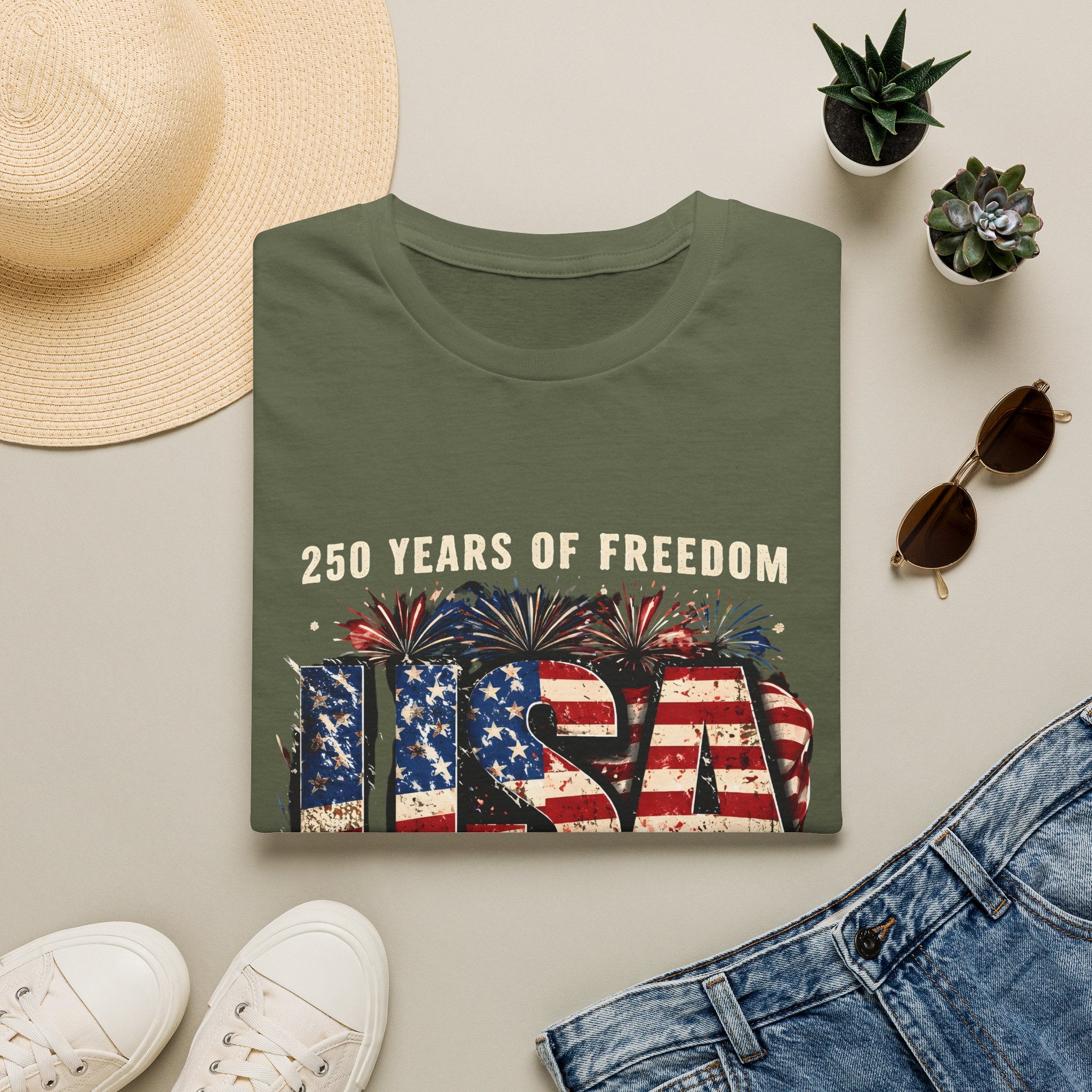USA Flag Graphic T-Shirt | American Flag Typography, Patriotic Fourth of July