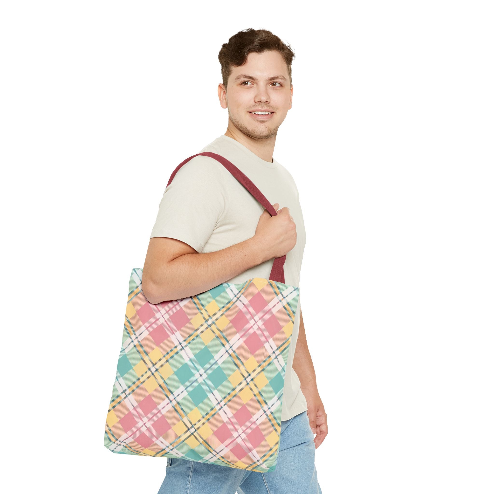 Pastel Plaid Tote Bag | Spring Plaid Pattern, Pastel Checkered Tote