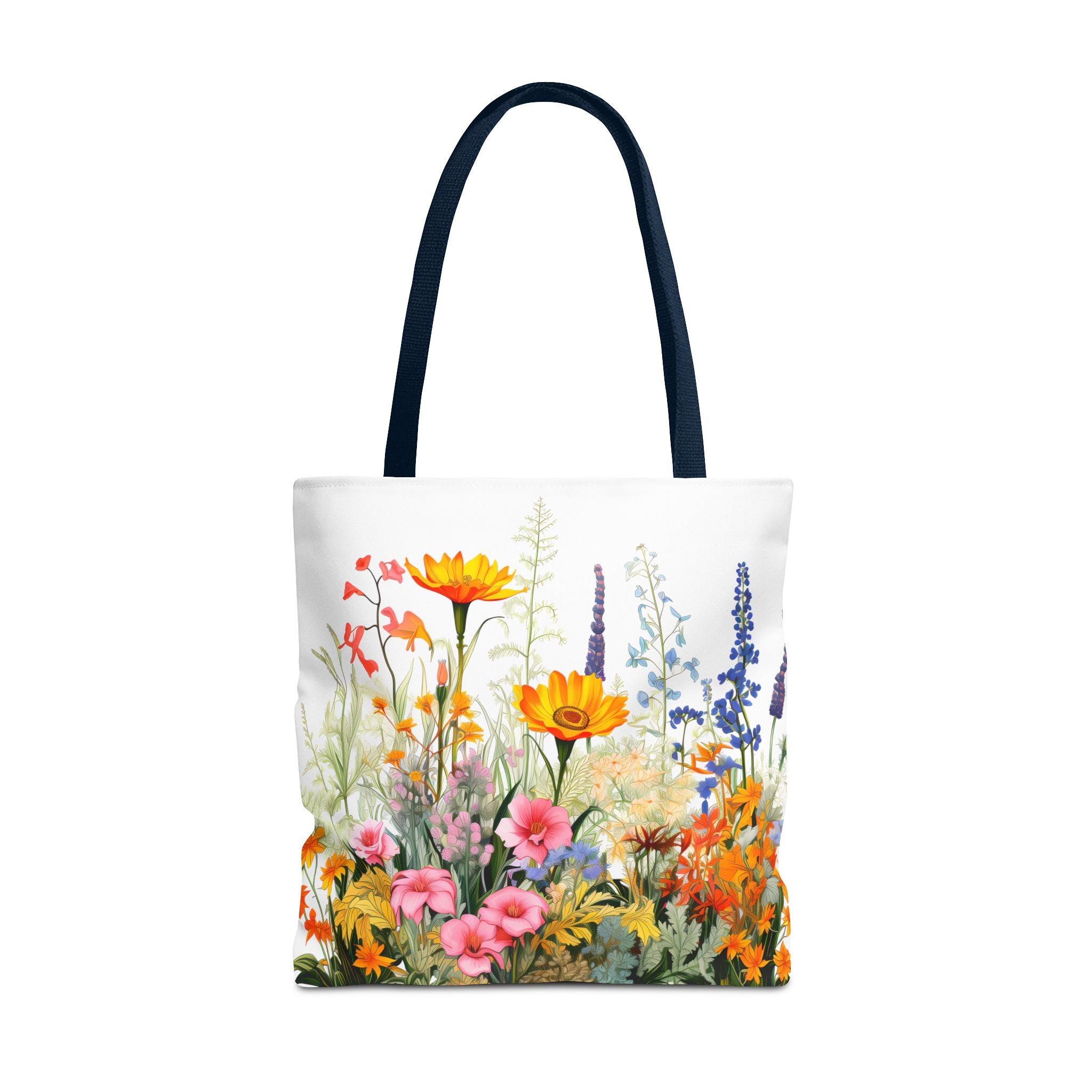 Wildflower Garden Tote Bag | Floral Meadow Illustration, Colorful Bloom Print
