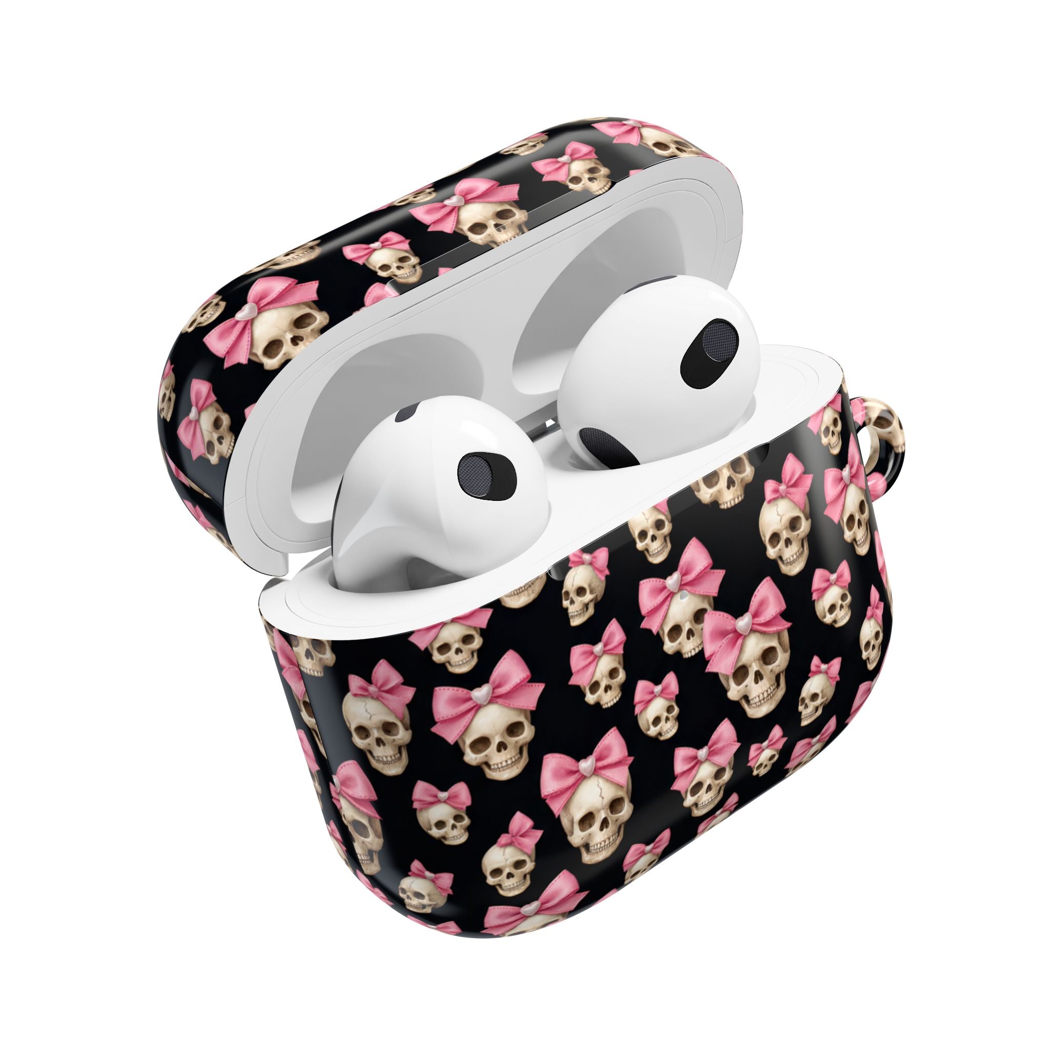 Pink Bow Skull AirPod Case | Cute Gothic Skull Pattern