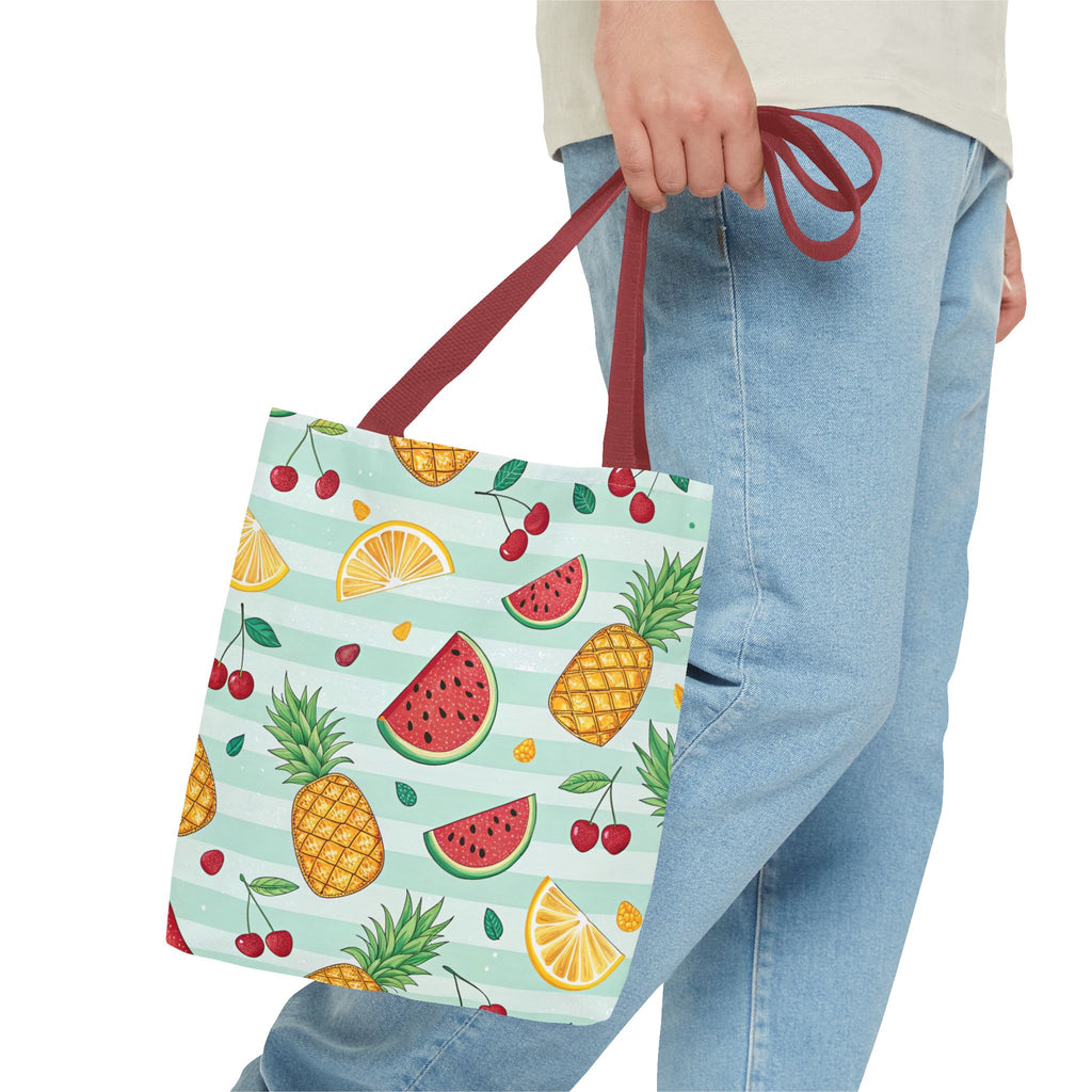 Tropical Fruit Pattern Tote Bag | Pineapple Watermelon Cherry Citrus Beach