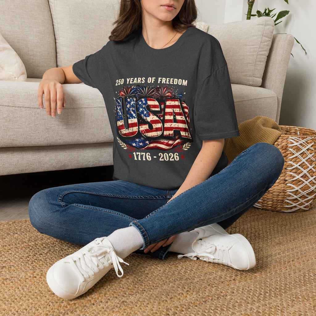 USA Flag Graphic T-Shirt | American Flag Typography, Patriotic Fourth of July