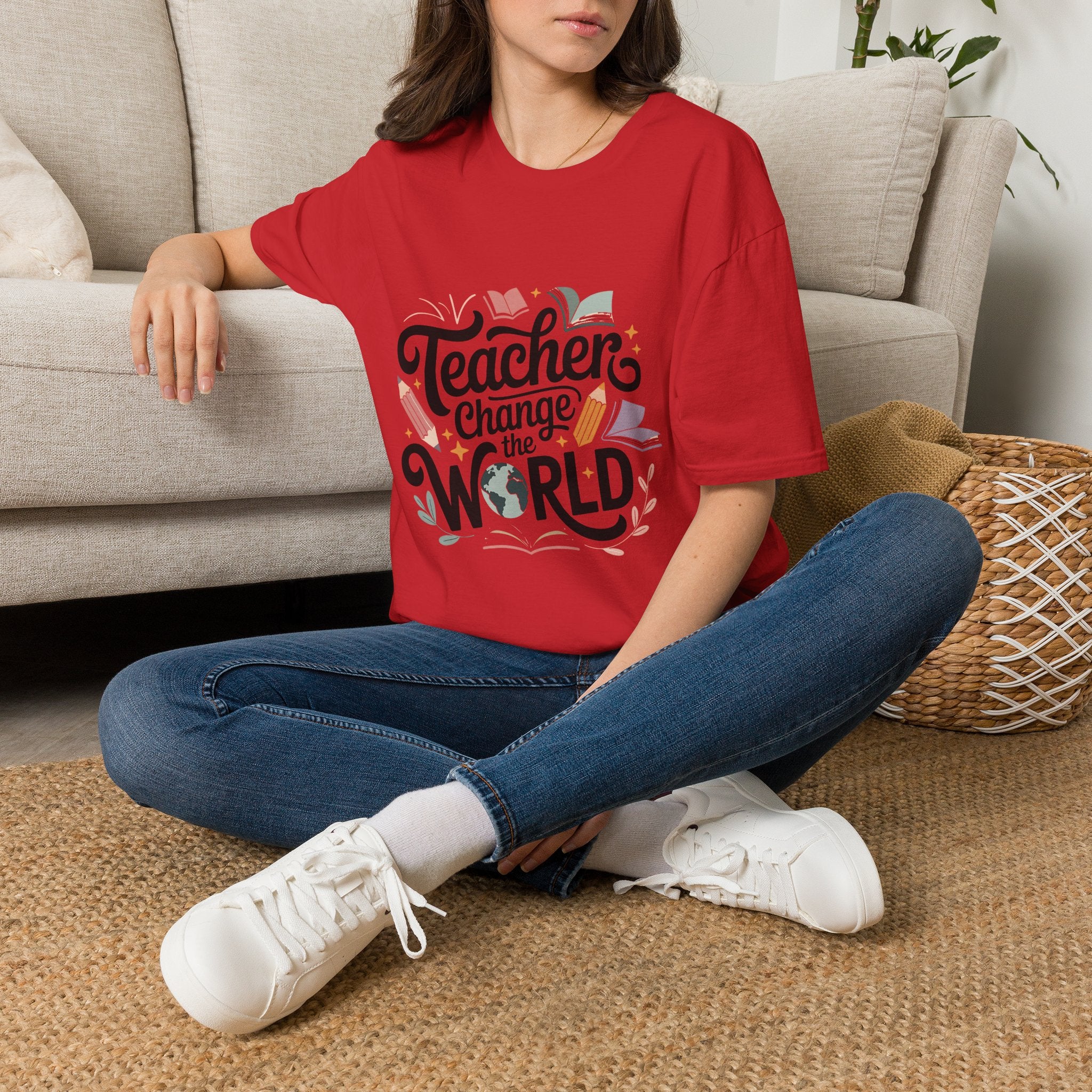 Teacher Change the World T-Shirt | School Teacher Typography Tee