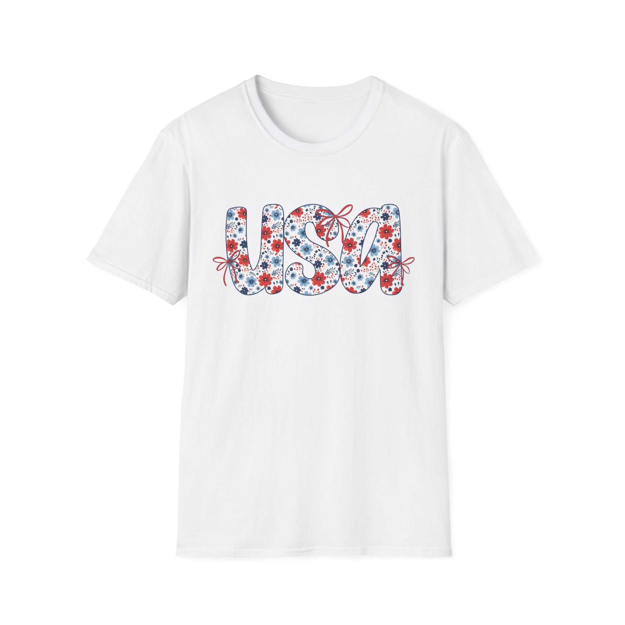 USA floral letters T-Shirt | Patriotic 4th of July design