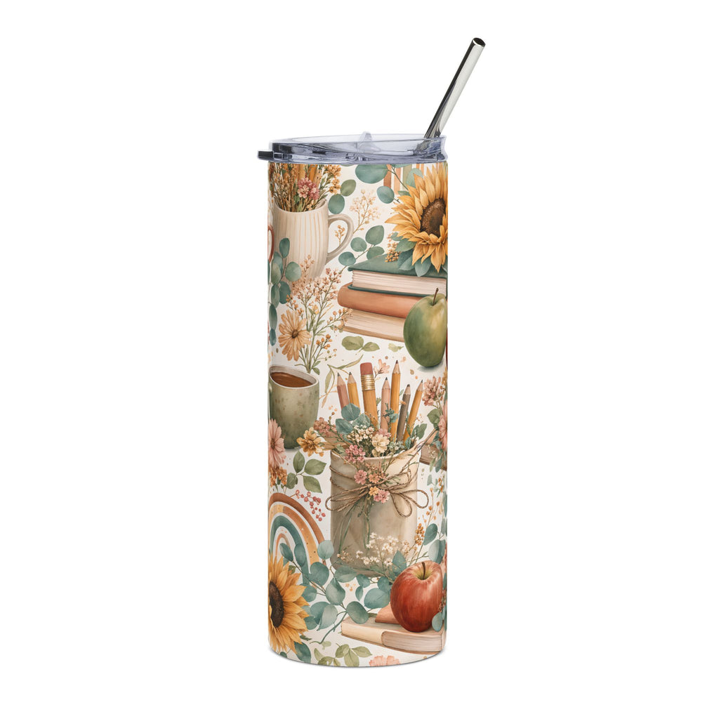 20oz Floral Sunflower Tumbler — Boho Coffee & Tea Stainless Steel Tumbler