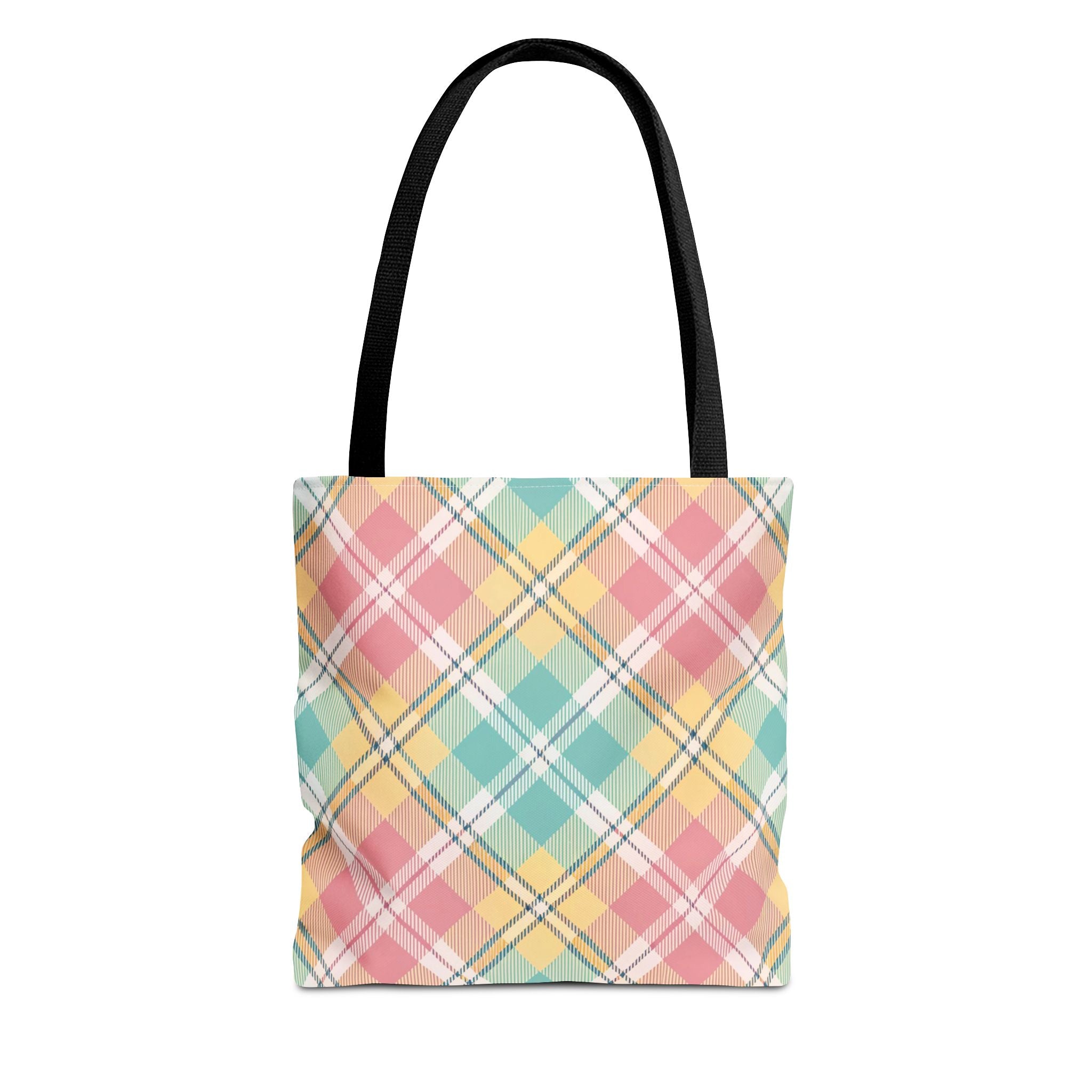 Pastel Plaid Tote Bag | Spring Plaid Pattern, Pastel Checkered Tote
