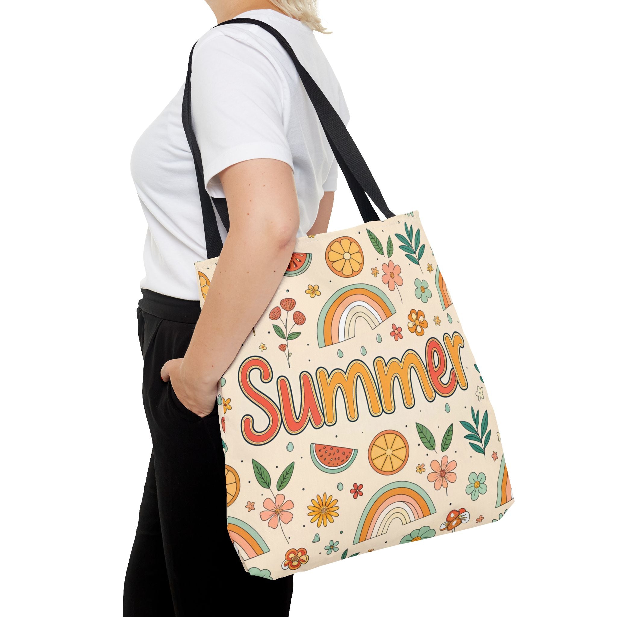 Summer Pattern Tote Bag | Rainbow, Watermelon, Floral Beach Vibes