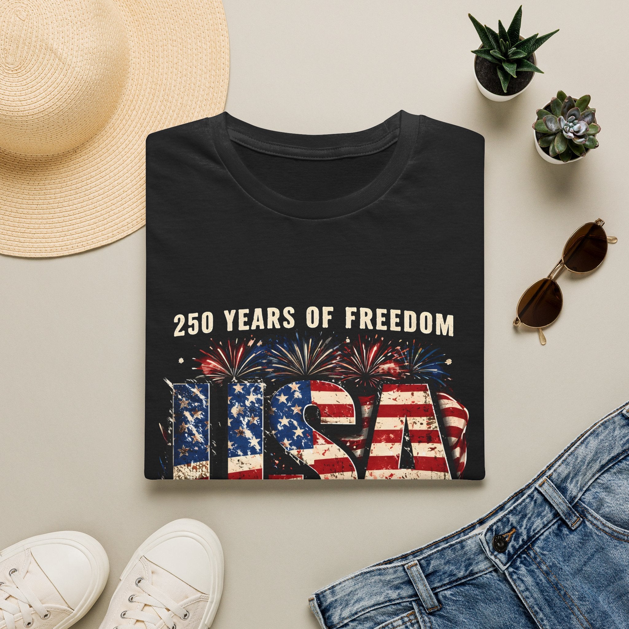 USA Flag Graphic T-Shirt | American Flag Typography, Patriotic Fourth of July