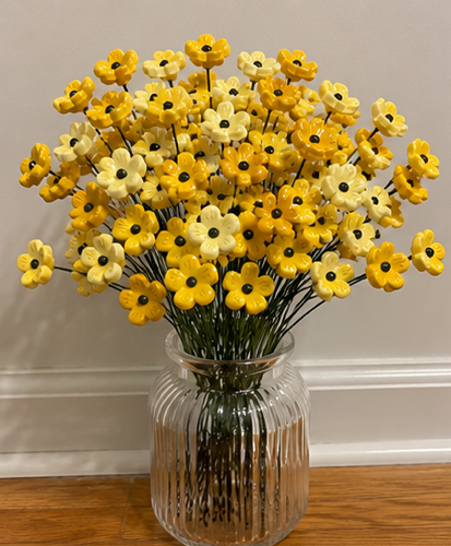 Eternal Flower Bouquet | Polymer Clay Flowers | Handmade Floral Arrangement | Yellow