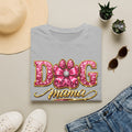 Dog Mama paw print design T-Shirt | pink glitter letters