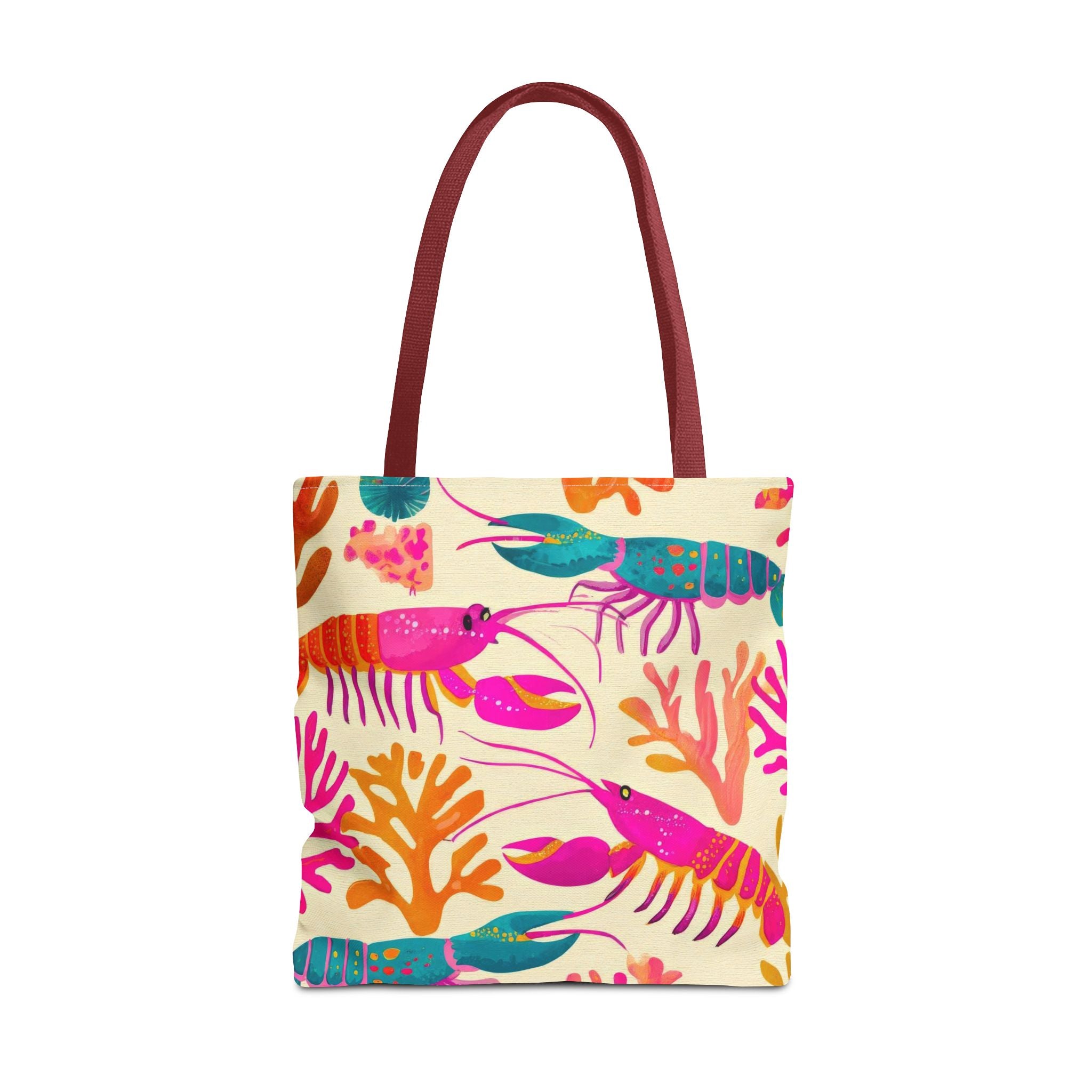 Colorful Lobster Pattern Tote Bag | Tropical Sea Life Coral Print