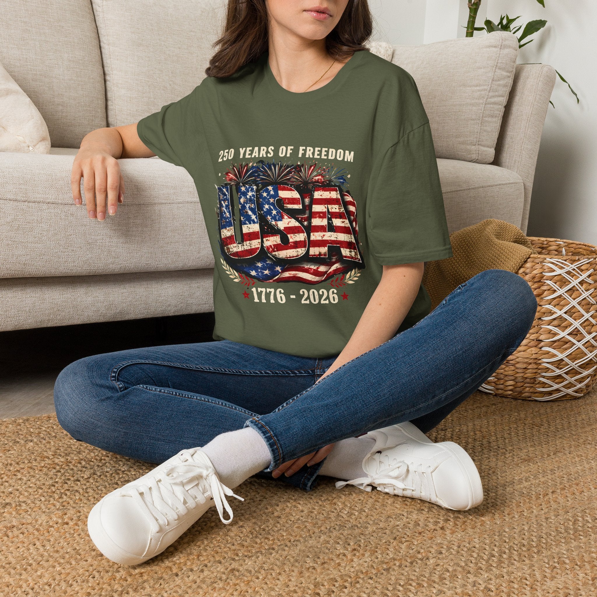 USA Flag Graphic T-Shirt | American Flag Typography, Patriotic Fourth of July