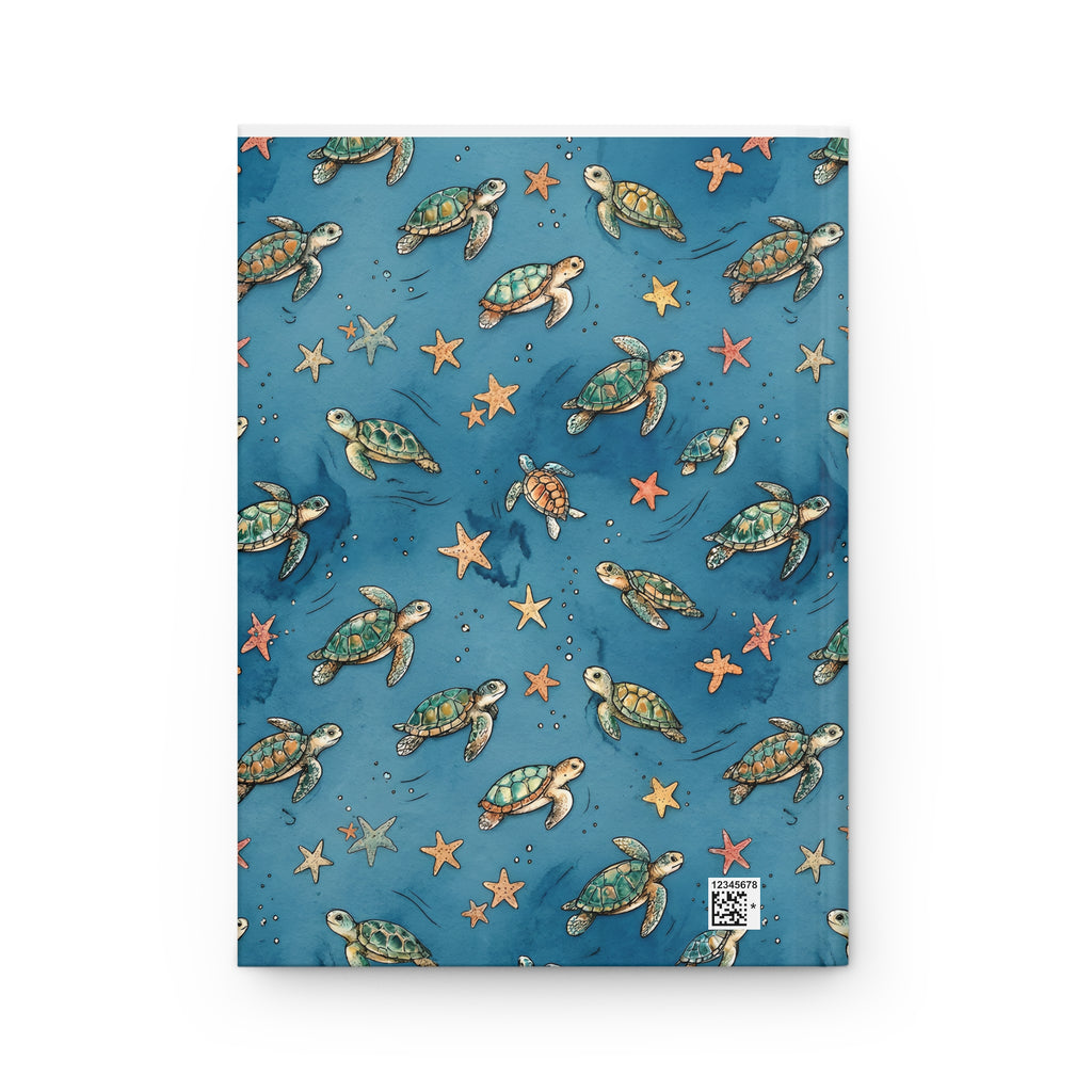 Sea Turtle Pattern Hardcover Journal  Ocean Blue Notebook for Travel, Nature Lovers & Gifts