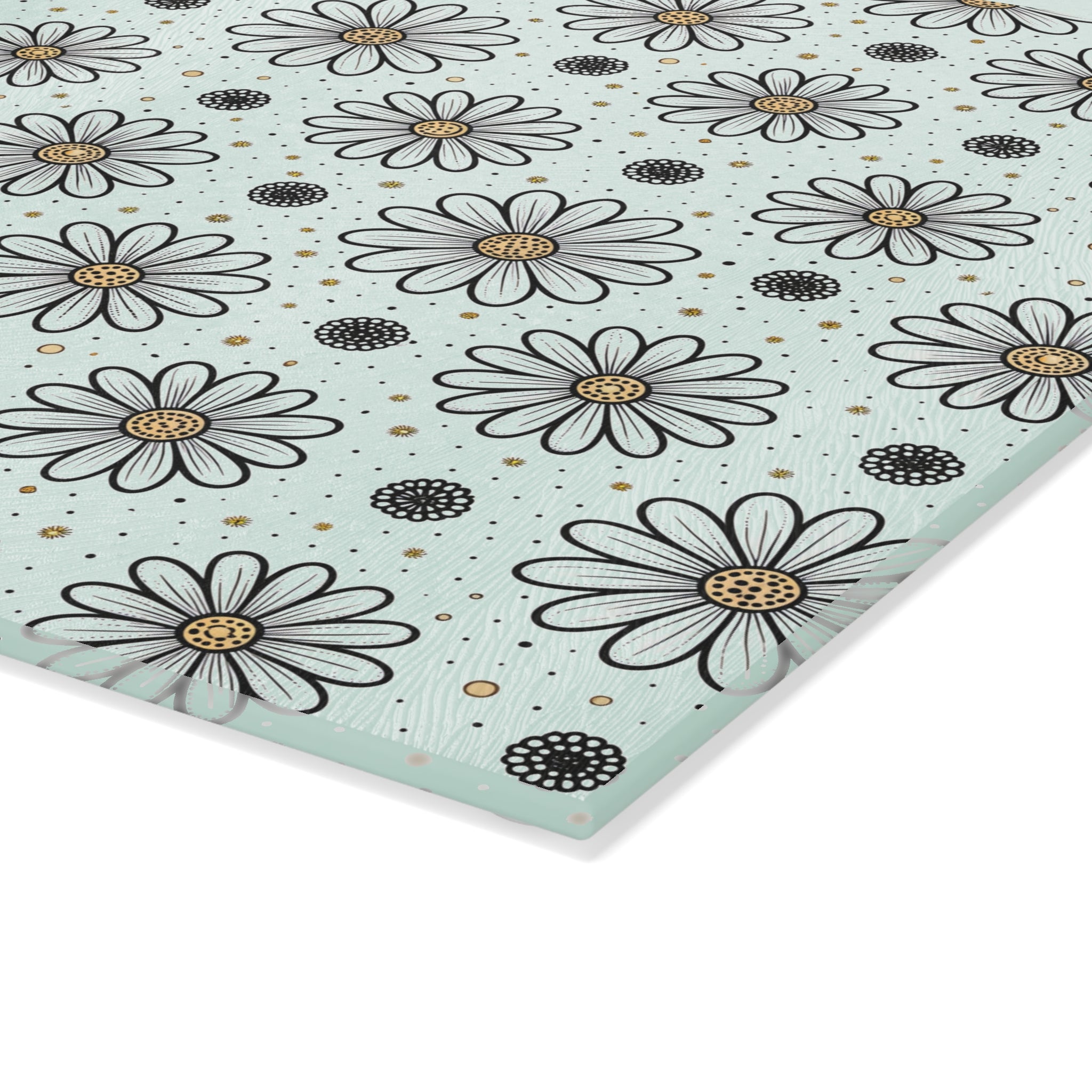 Daisy Pattern Glass Cutting Board | Floral Kitchen Decor