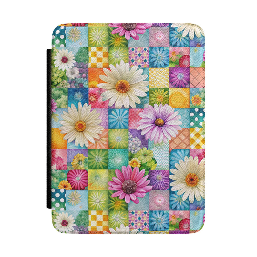 Patchwork Daisy Floral Kindle Case | Colorful Flower Quilt Pattern