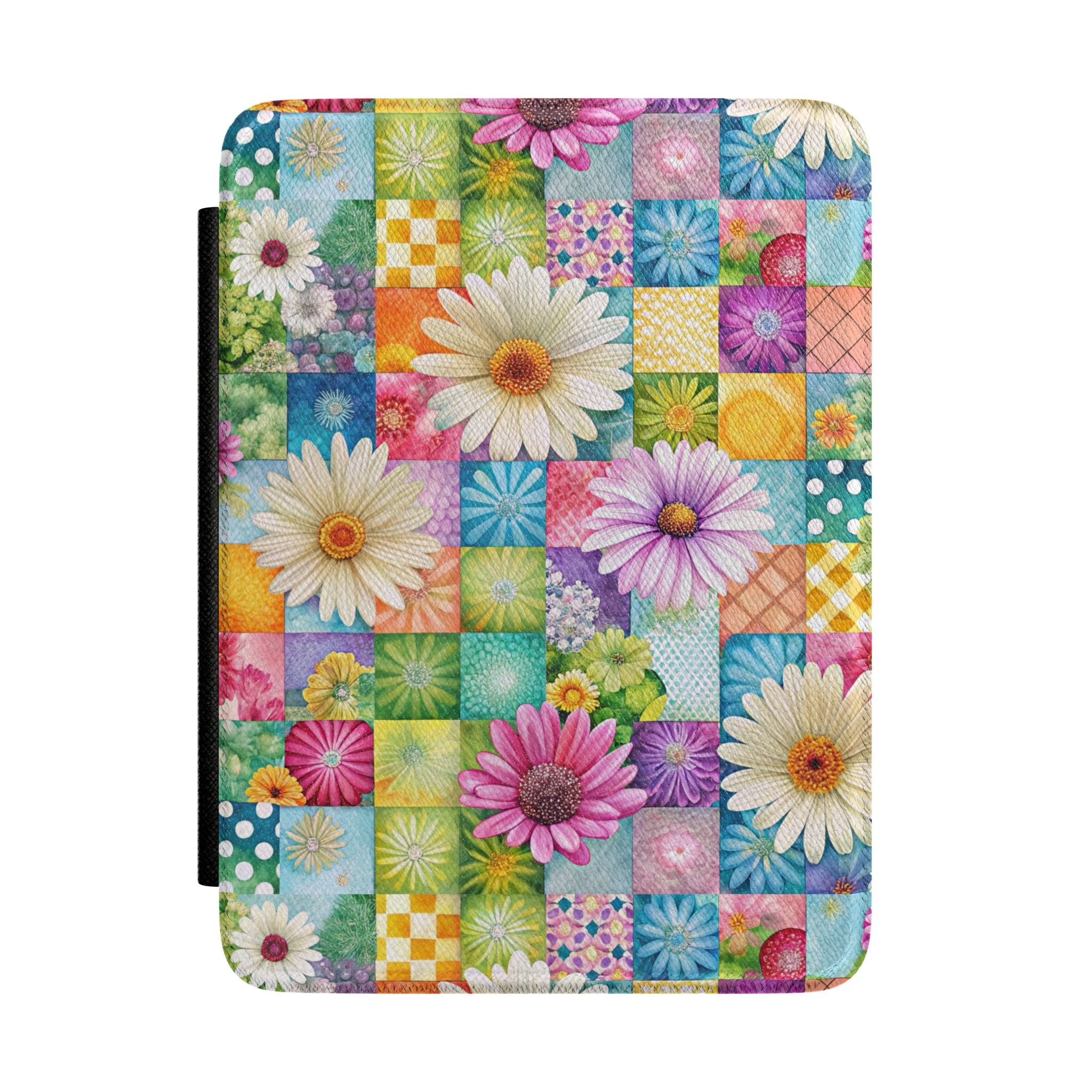 Patchwork Daisy Floral Kindle Case | Colorful Flower Quilt Pattern