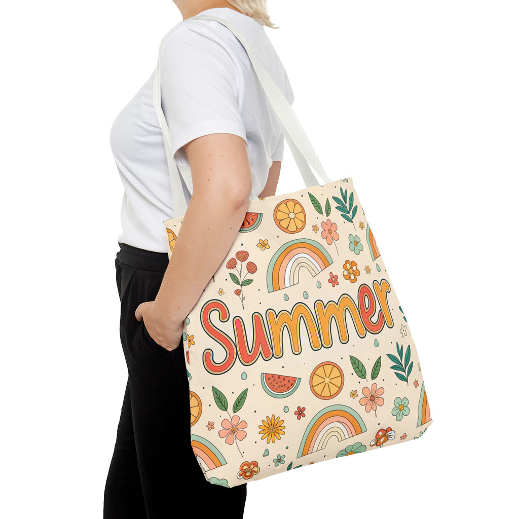 Summer Pattern Tote Bag | Rainbow, Watermelon, Floral Beach Vibes