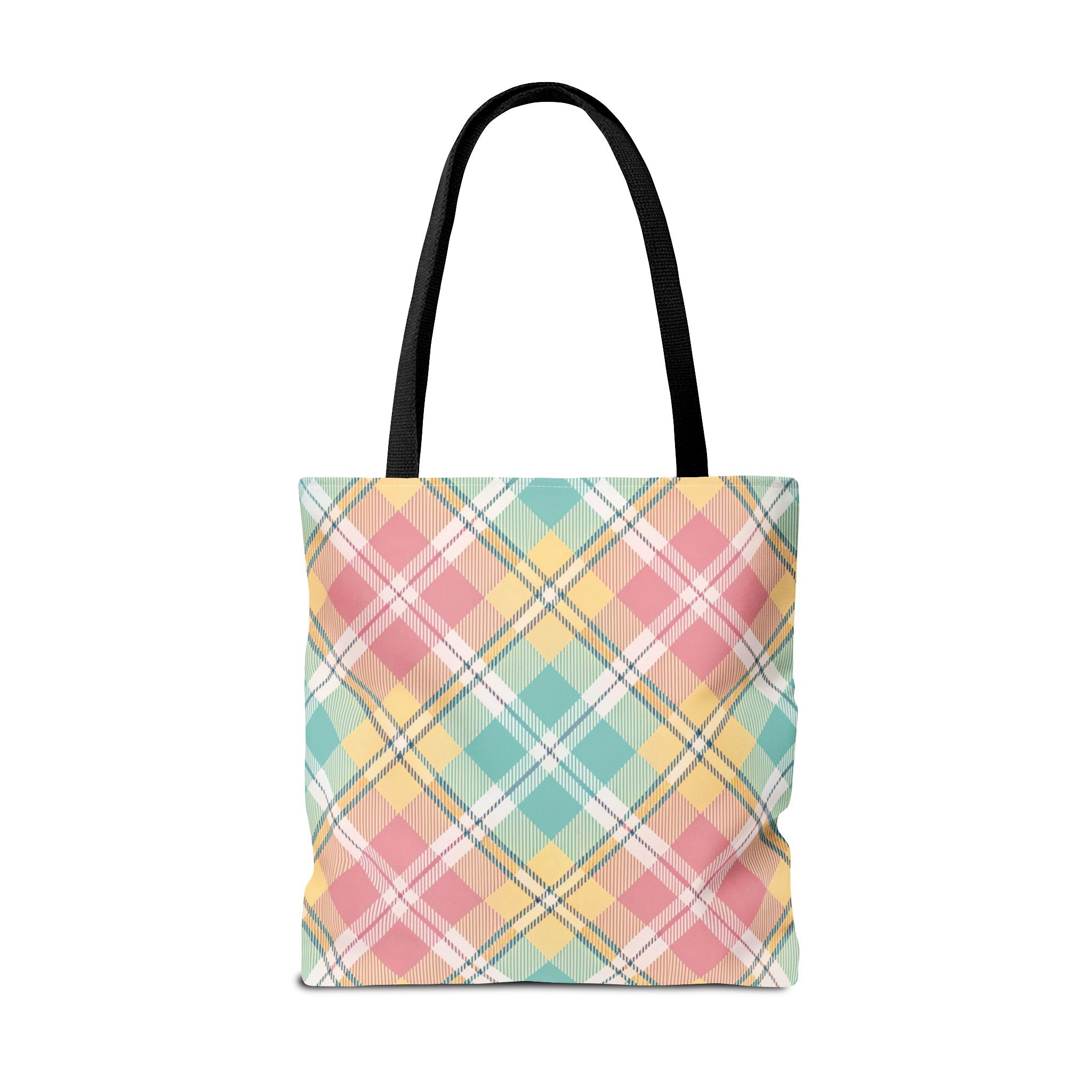 Pastel Plaid Tote Bag | Spring Plaid Pattern, Pastel Checkered Tote