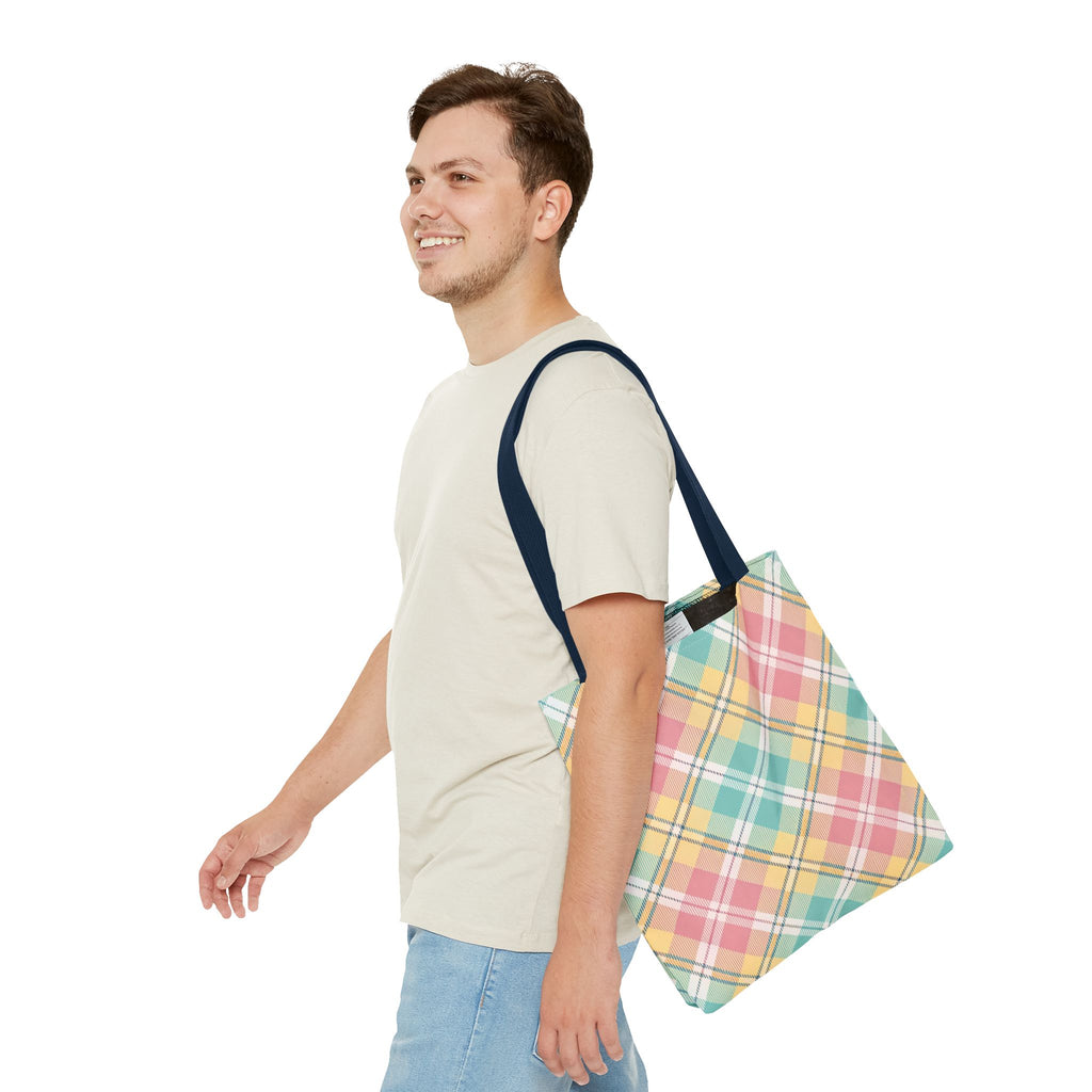 Pastel Plaid Tote Bag | Spring Plaid Pattern, Pastel Checkered Tote