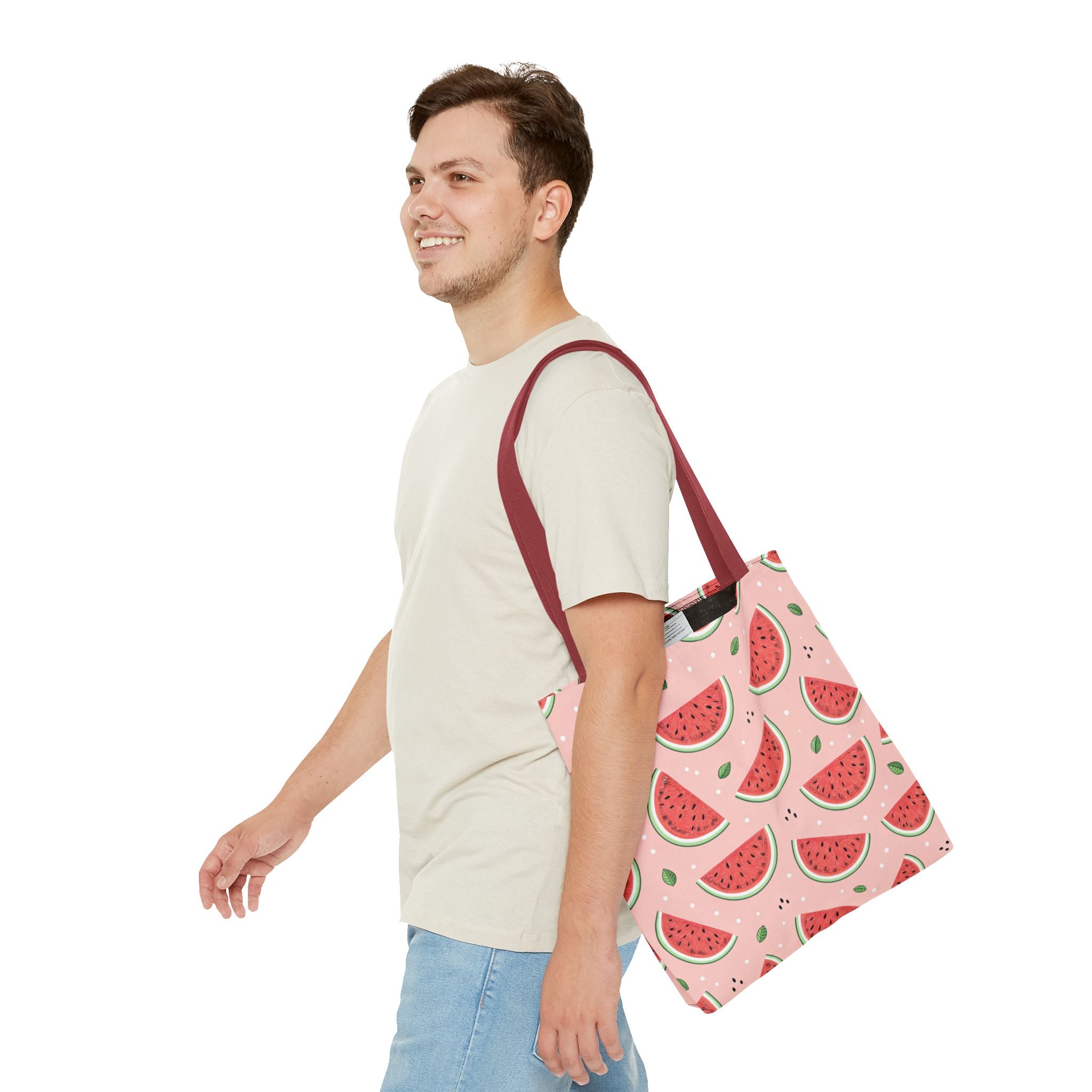 Watermelon Pattern Tote Bag | Pink Summer Fruit Print
