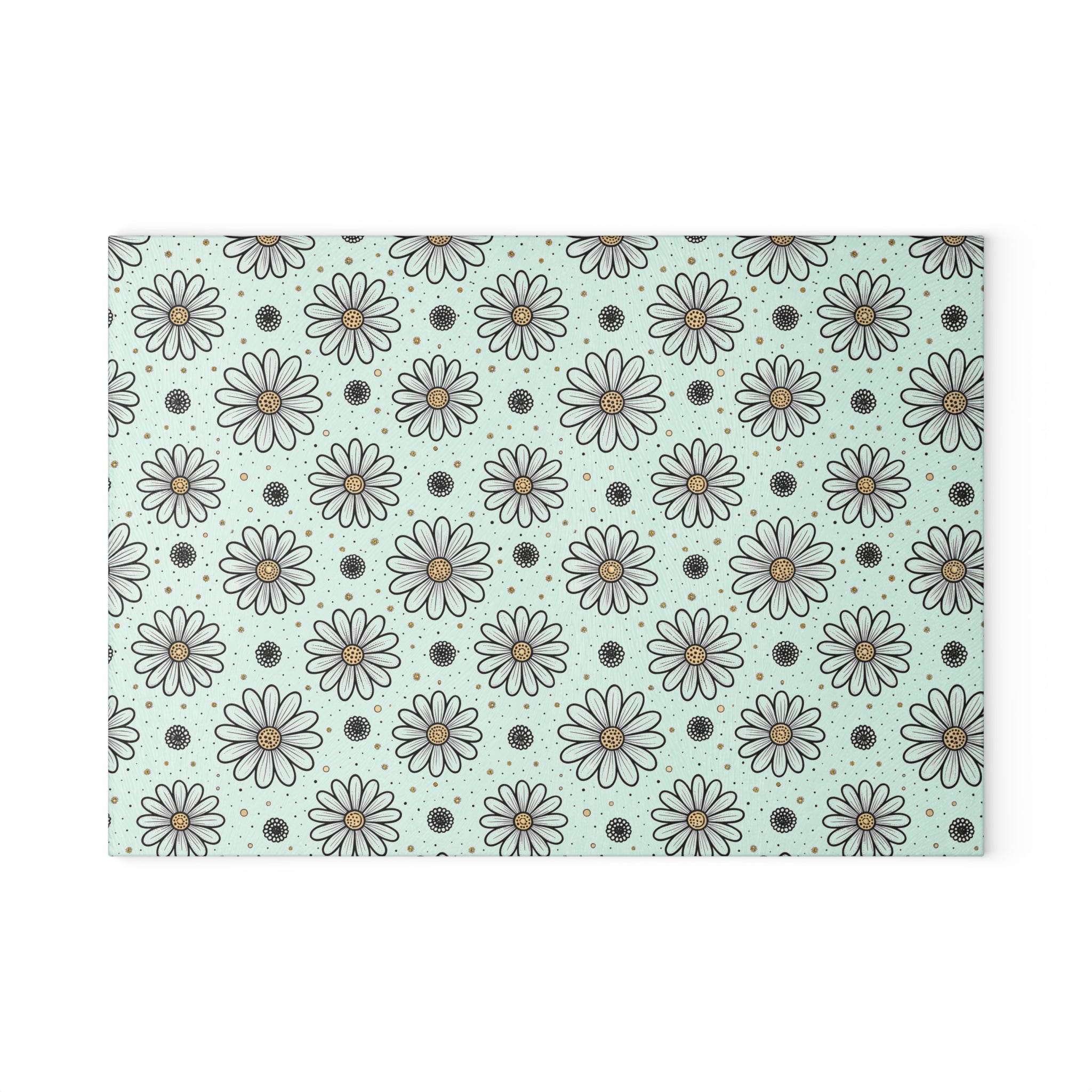 Daisy Pattern Glass Cutting Board | Floral Kitchen Decor