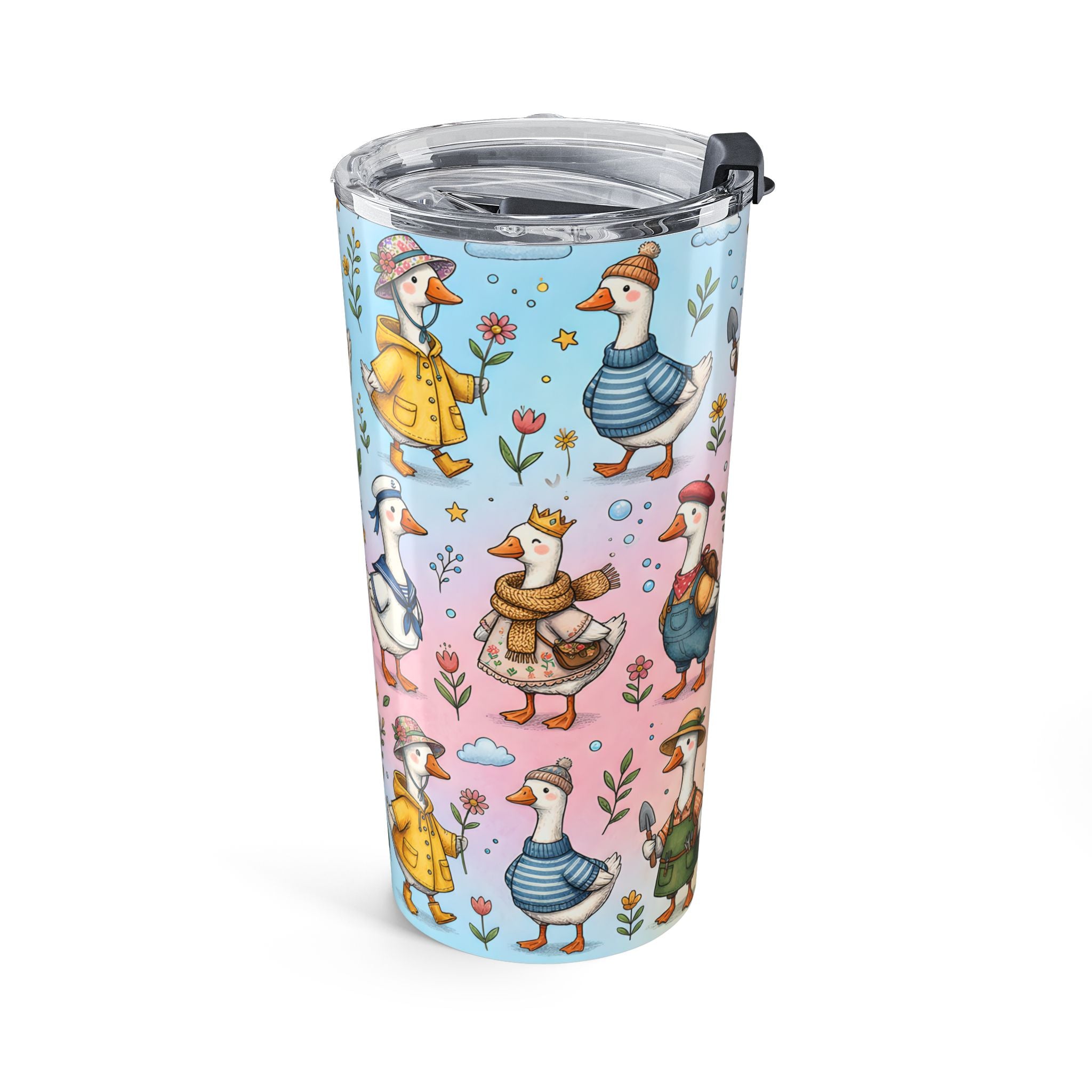20oz Goose Pattern Tumbler | Cute Pastel Farmer Goose Travel Cup