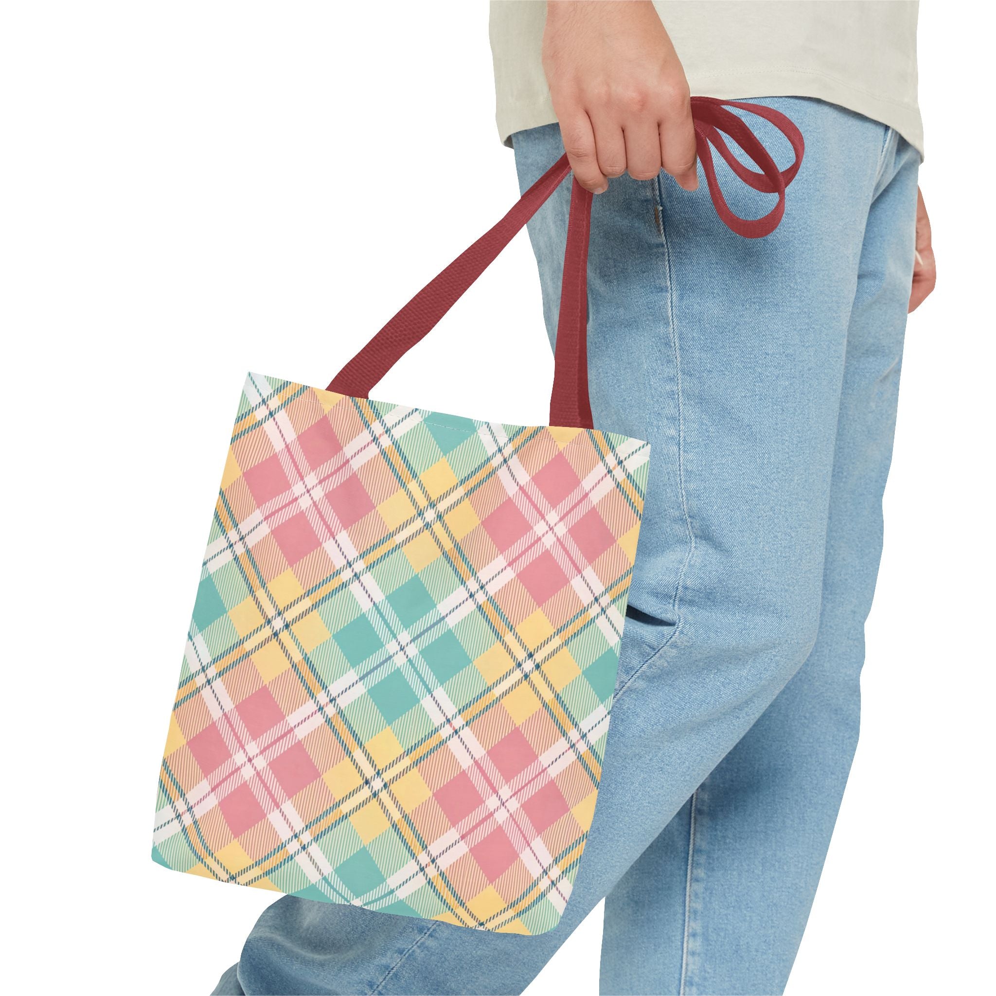 Pastel Plaid Tote Bag | Spring Plaid Pattern, Pastel Checkered Tote