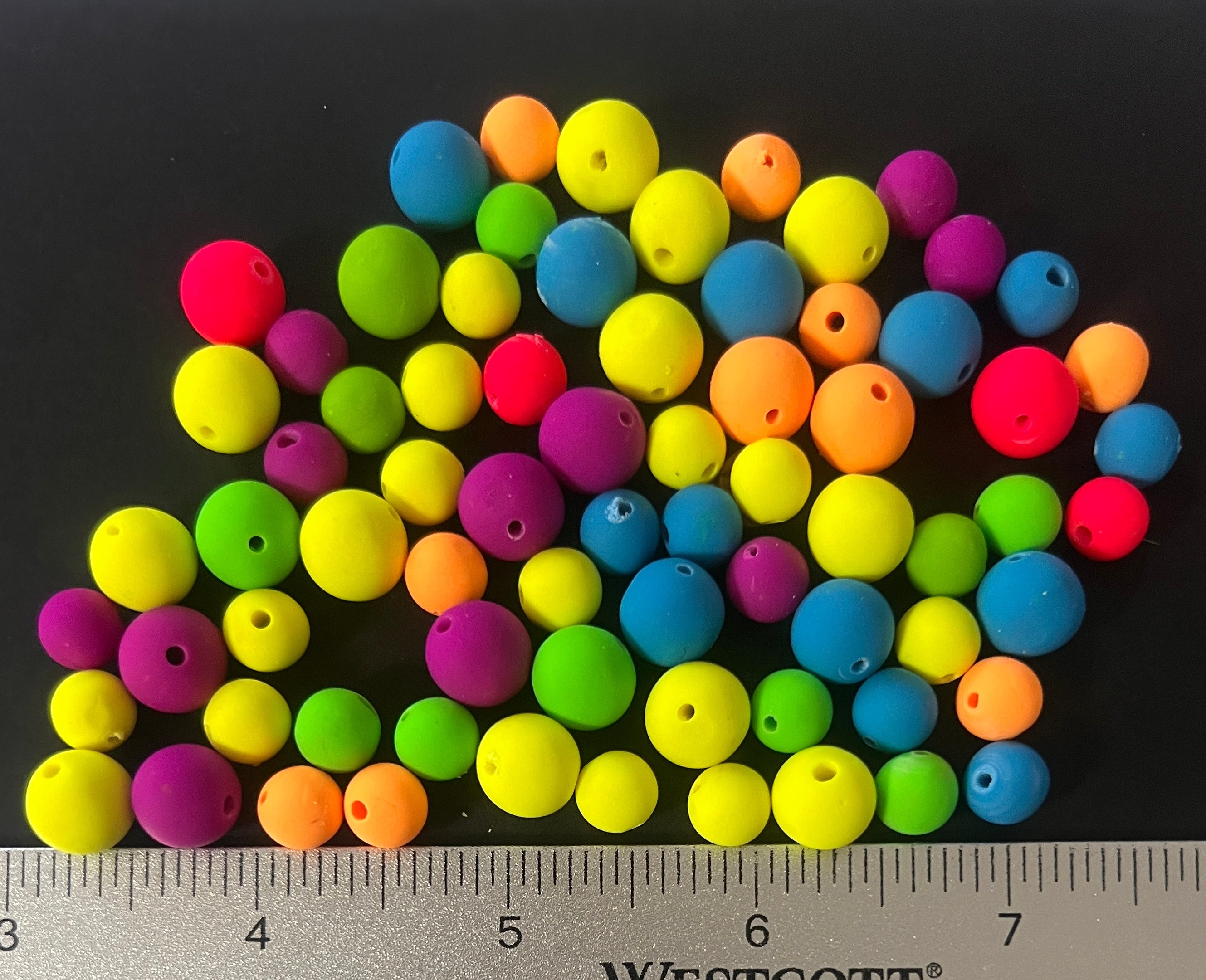 Handmade Polymer Clay Beads Neon Purple Green Red Yellow Blue Orange