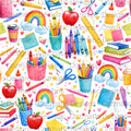 Teacher Supply Seamless Pattern PNG | Back to School | Digital Download for Sublimation & Crafts