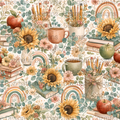 Boho Teacher Supplies Seamless Pattern PNG | Back to School | Digital Download for Sublimation & Crafts