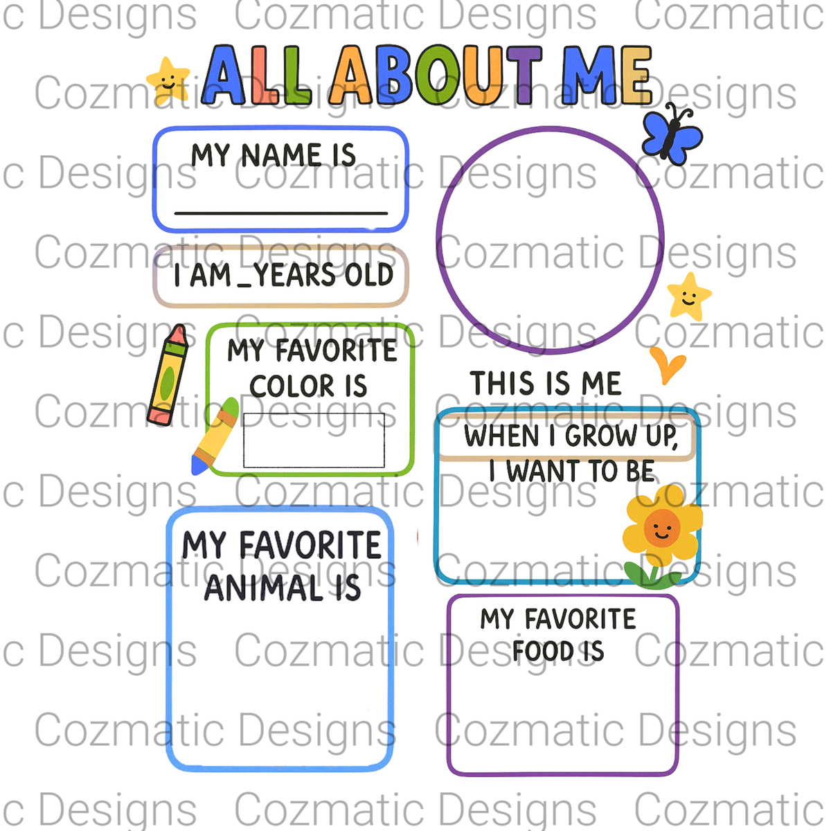 All About Me First Day of Preschool Worksheet | Drawing-Based Back to School