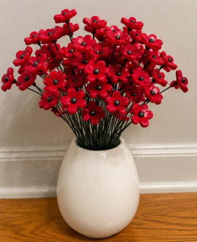 Eternal Flower Bouquet | Polymer Clay Flowers | Handmade Floral Arrangement | Red
