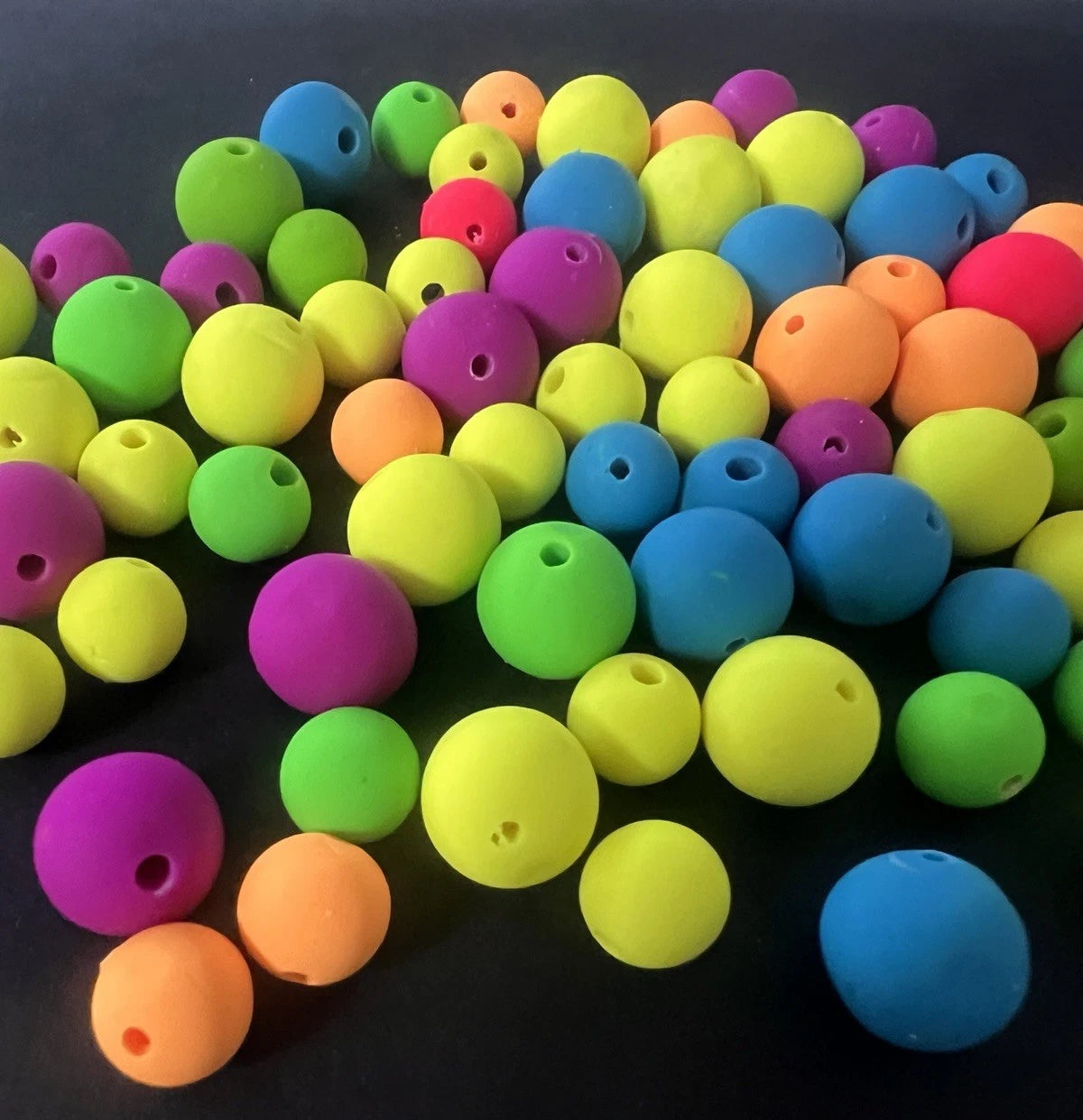 Handmade Polymer Clay Beads Neon Purple Green Red Yellow Blue Orange